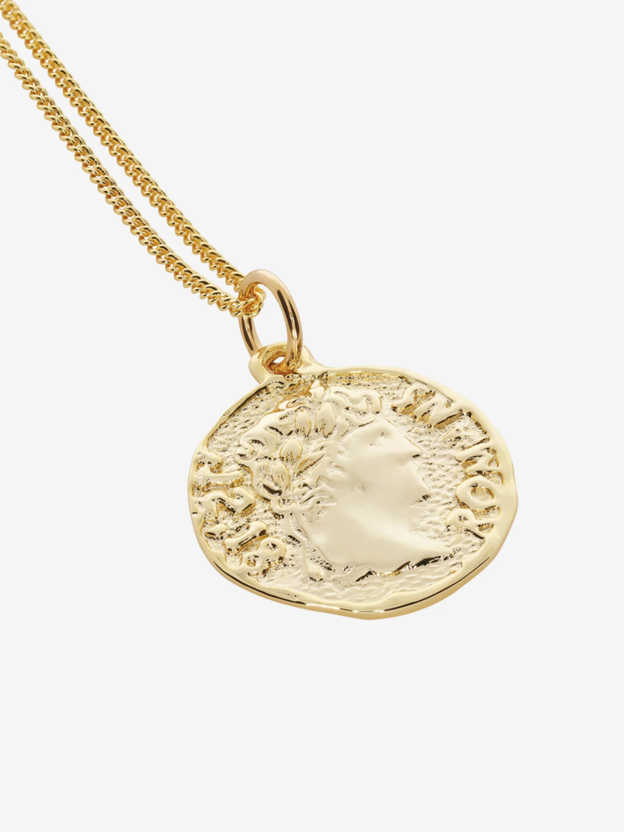 Aries Chain Necklace With Roman Coin Pendant - Gold - Image 3