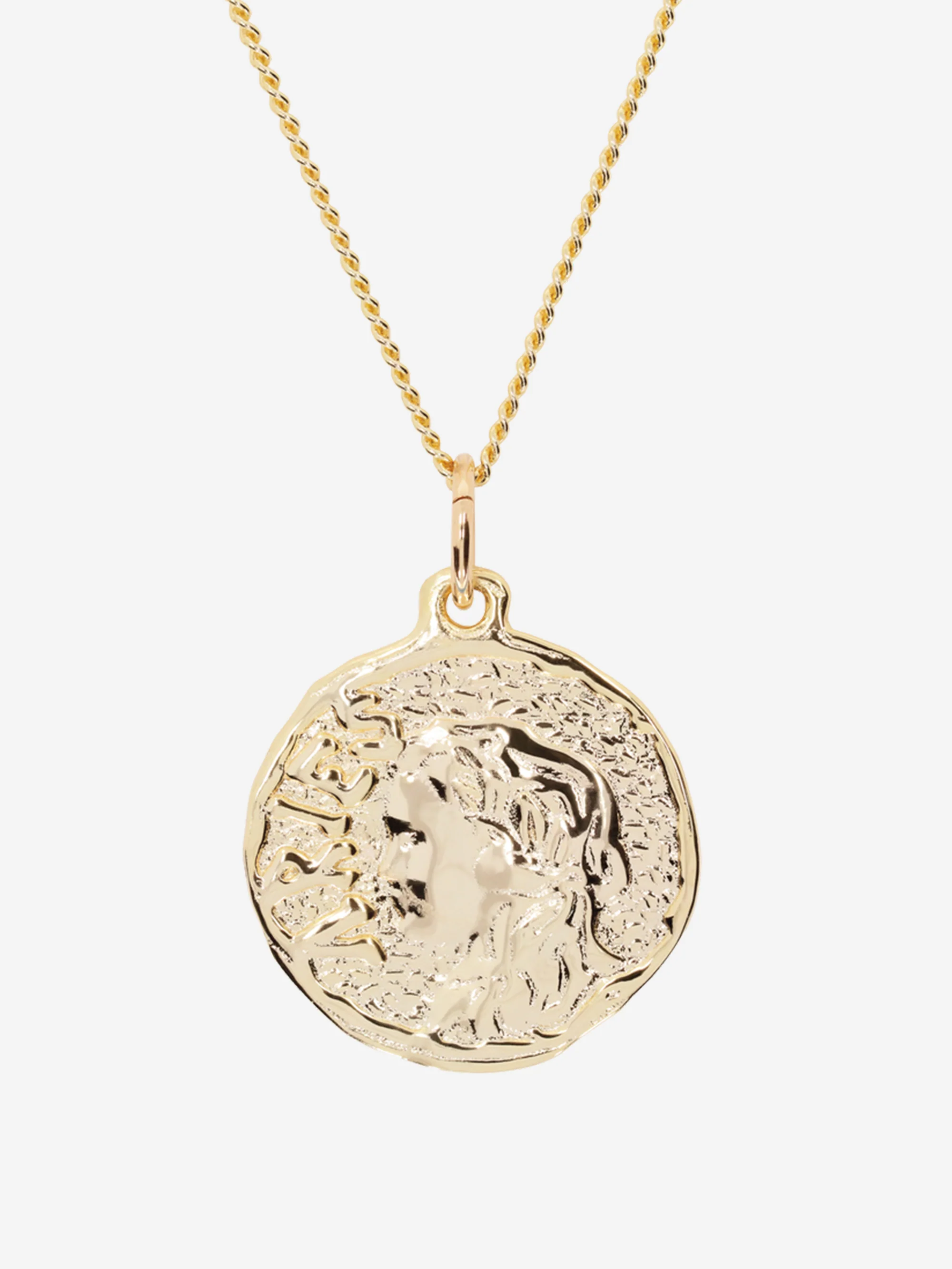 Aries Chain Necklace With Roman Coin Pendant - Gold - Image 4