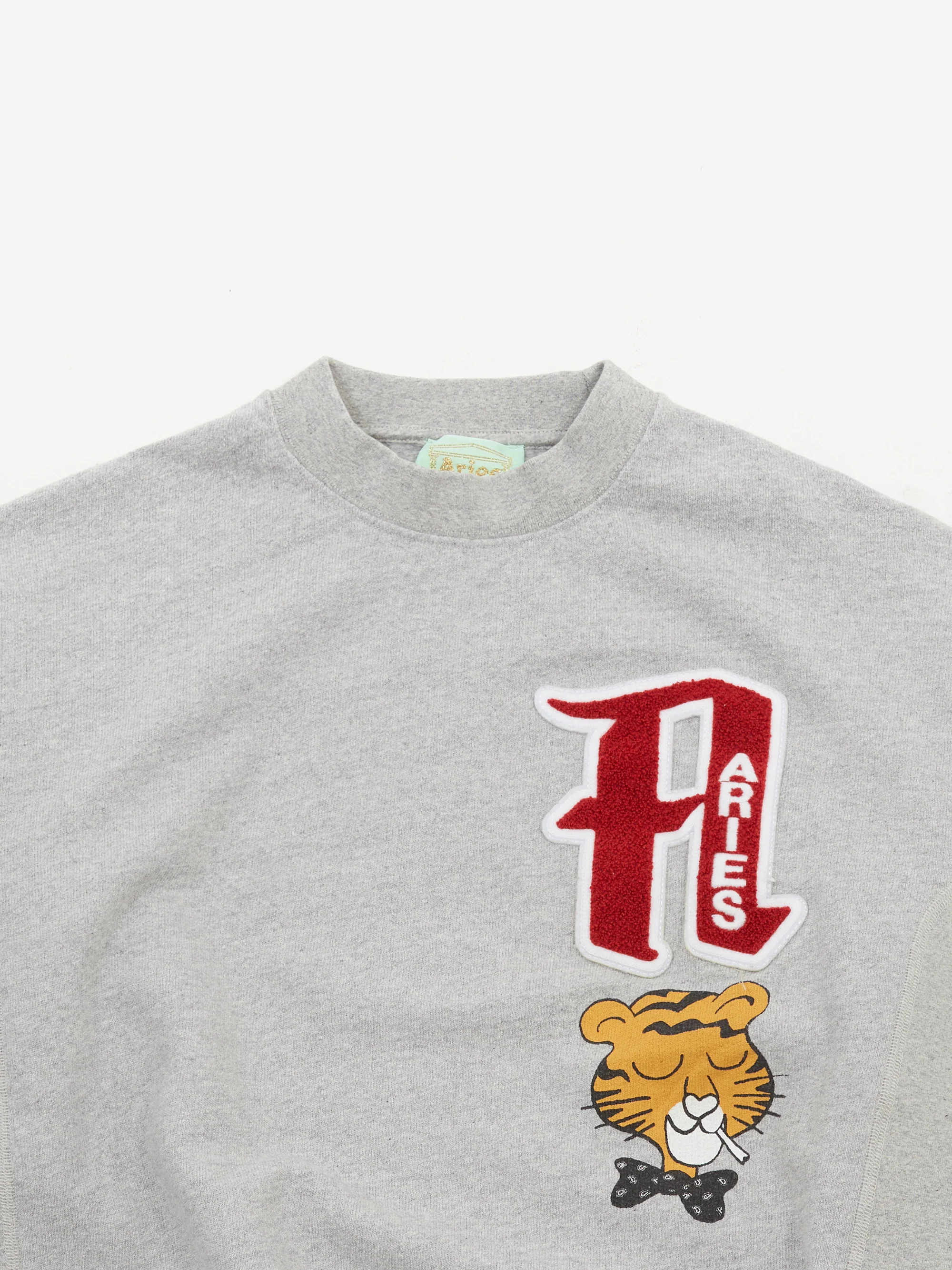 Aries Collegiate Cross Grain Sweat - Grey Marl - Image 2