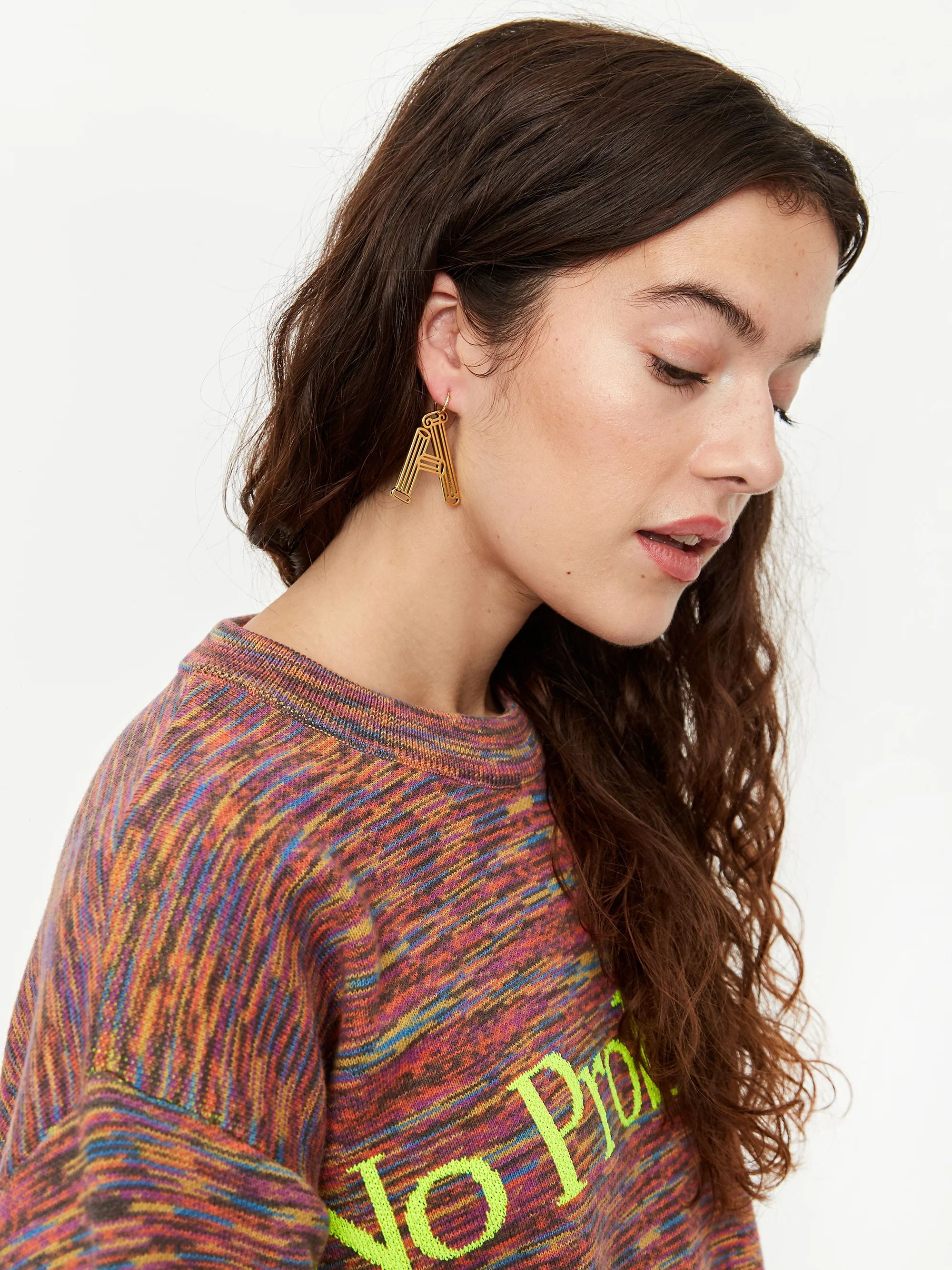 Aries Column 'A' Earring - Gold - Image 3