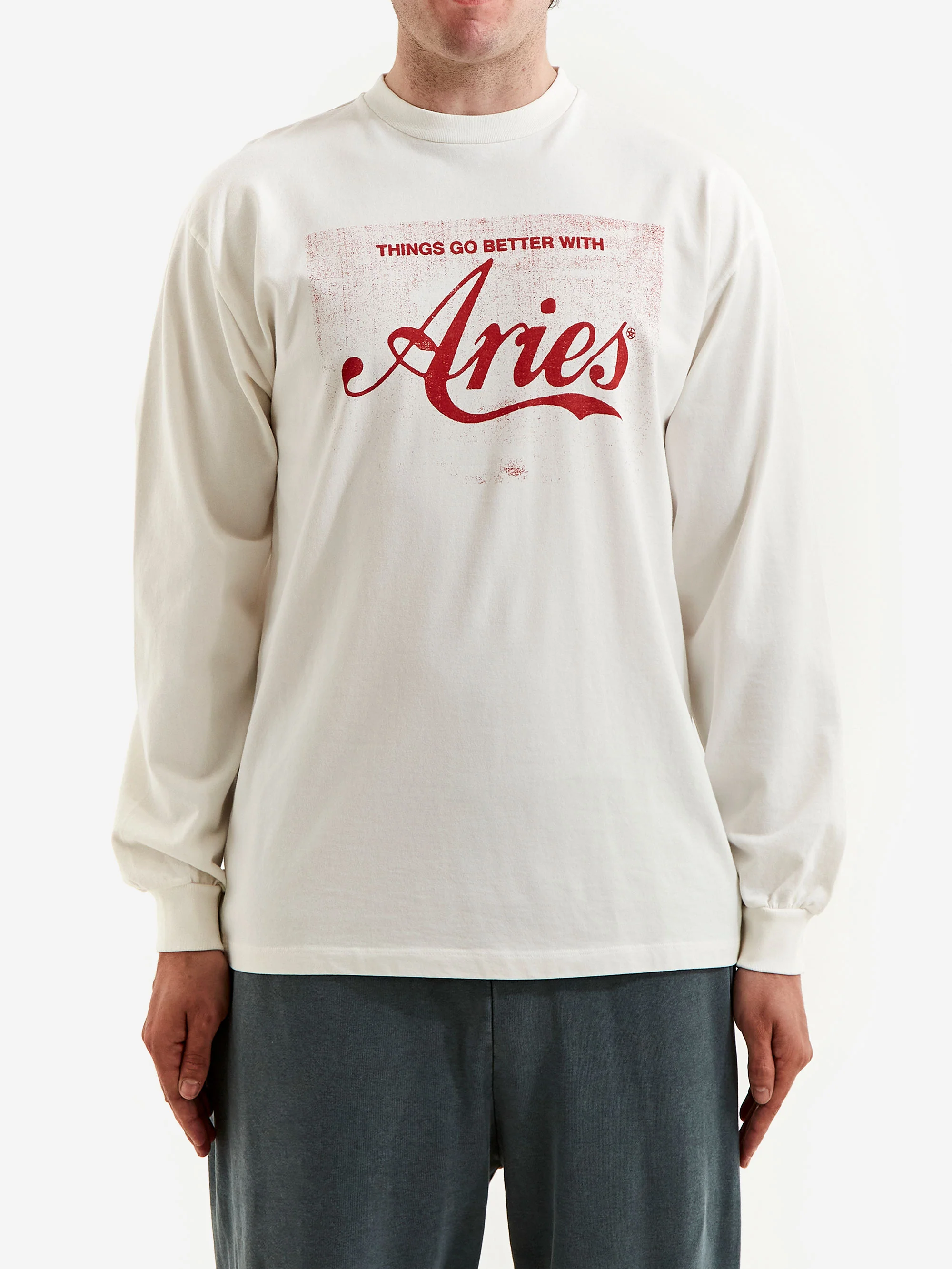Aries Faded Cola LS Tee - Off White - Image 2