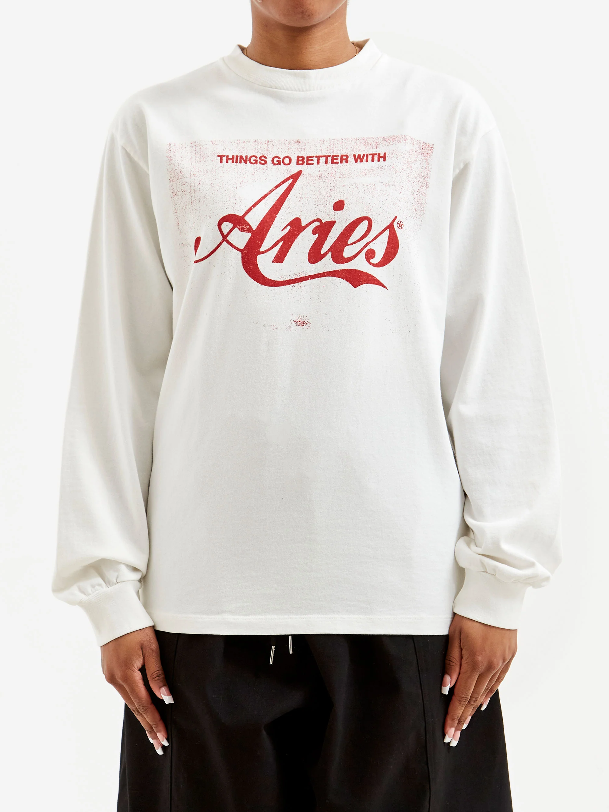 Aries Faded Cola LS Tee W - Off White