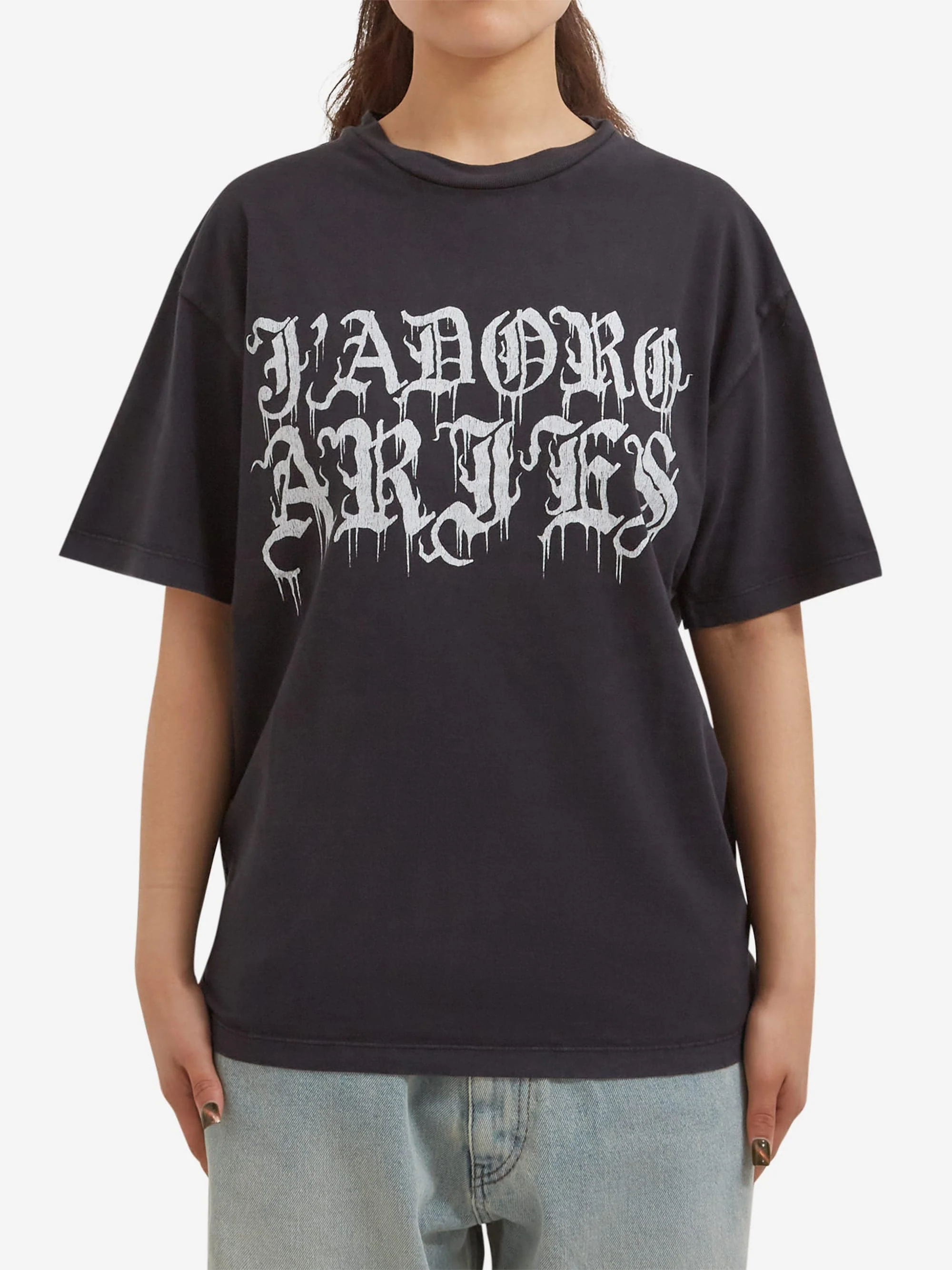 Aries Faded Gothic J'adoro SS Tee W - Black