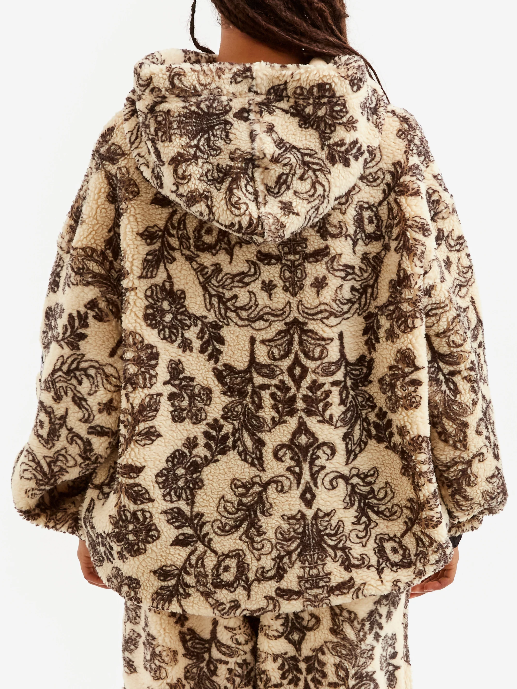 Aries Floral Oversized Fleece Hoodie - Ecru - Image 3
