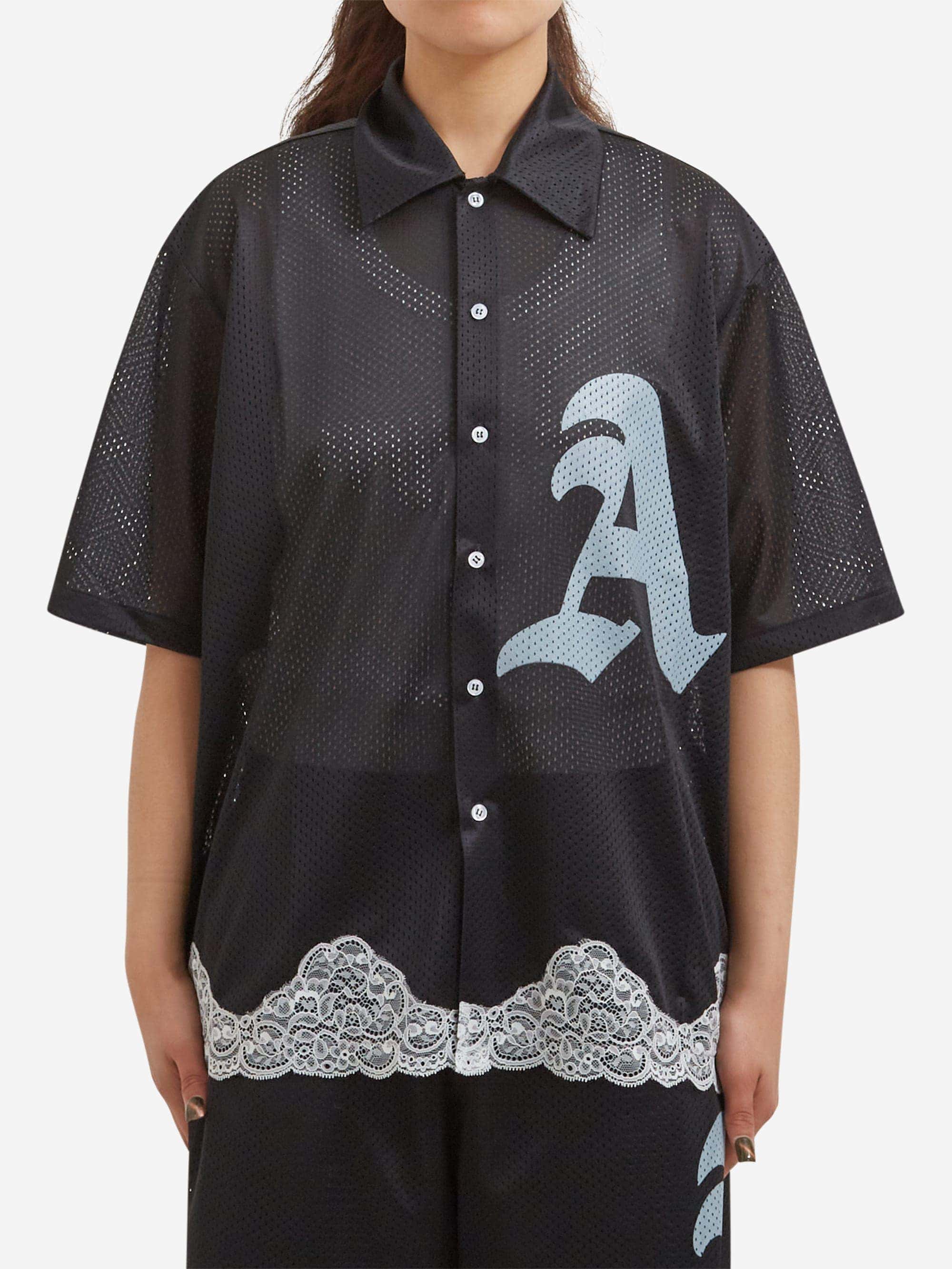 Aries Gothic Lace Airtex Hawaiian Shirt  - Black