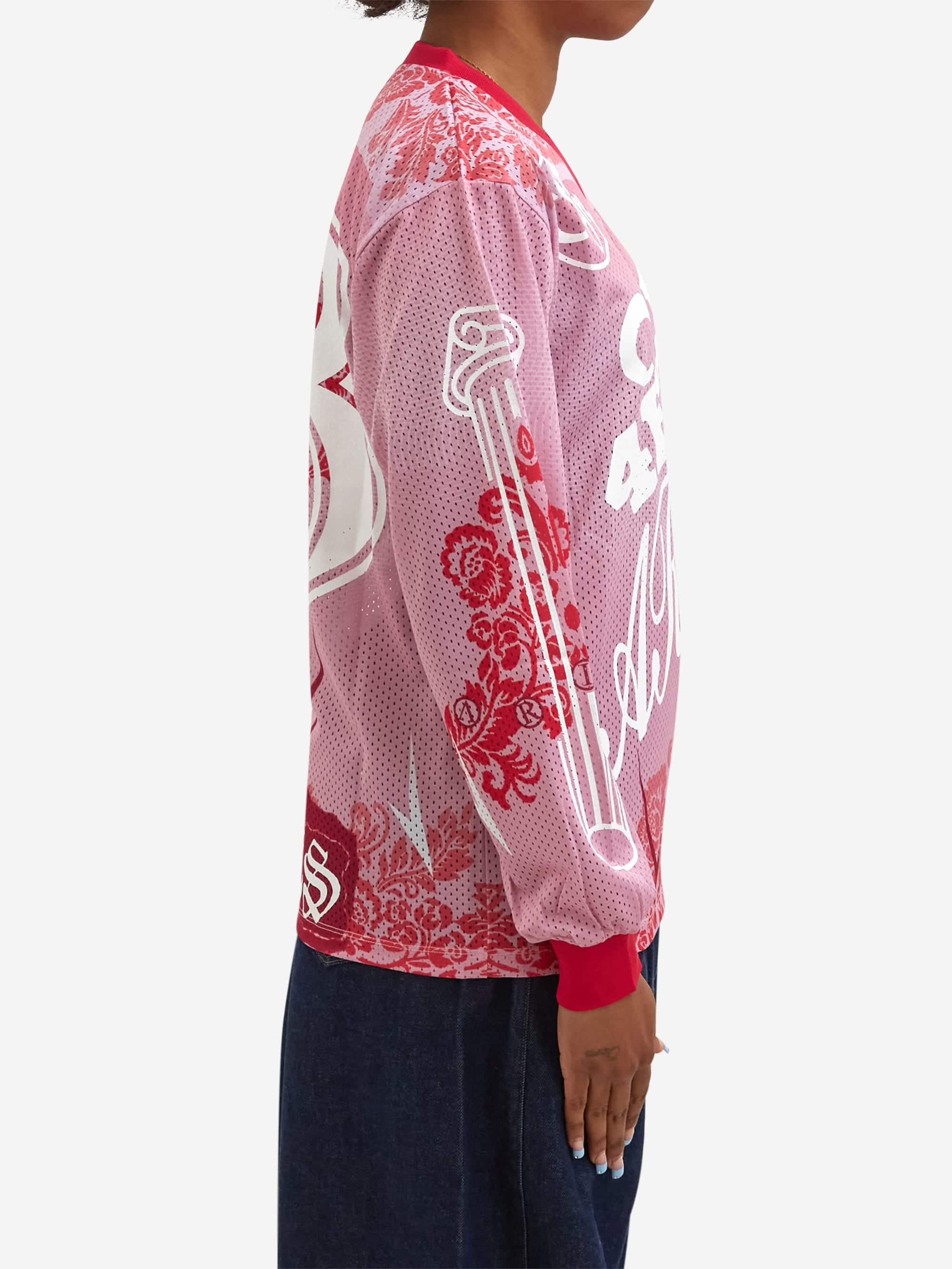 Aries Graphic Gothic Lace Airtex LS Tee W - Pink - Image 2