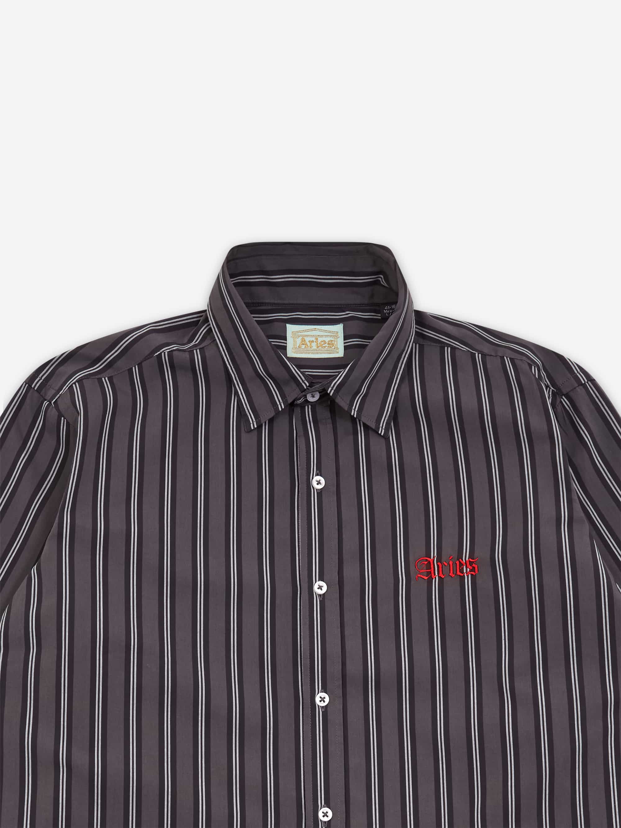 Aries Grunge Stripe LS Shirt - Grey - Image 2