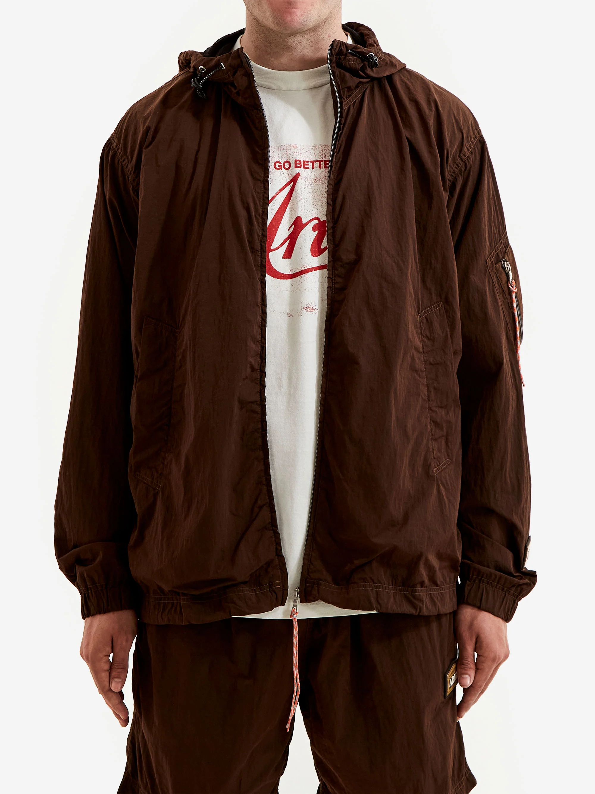 Aries Hooded Windcheater Jacket - Brown - Image 2