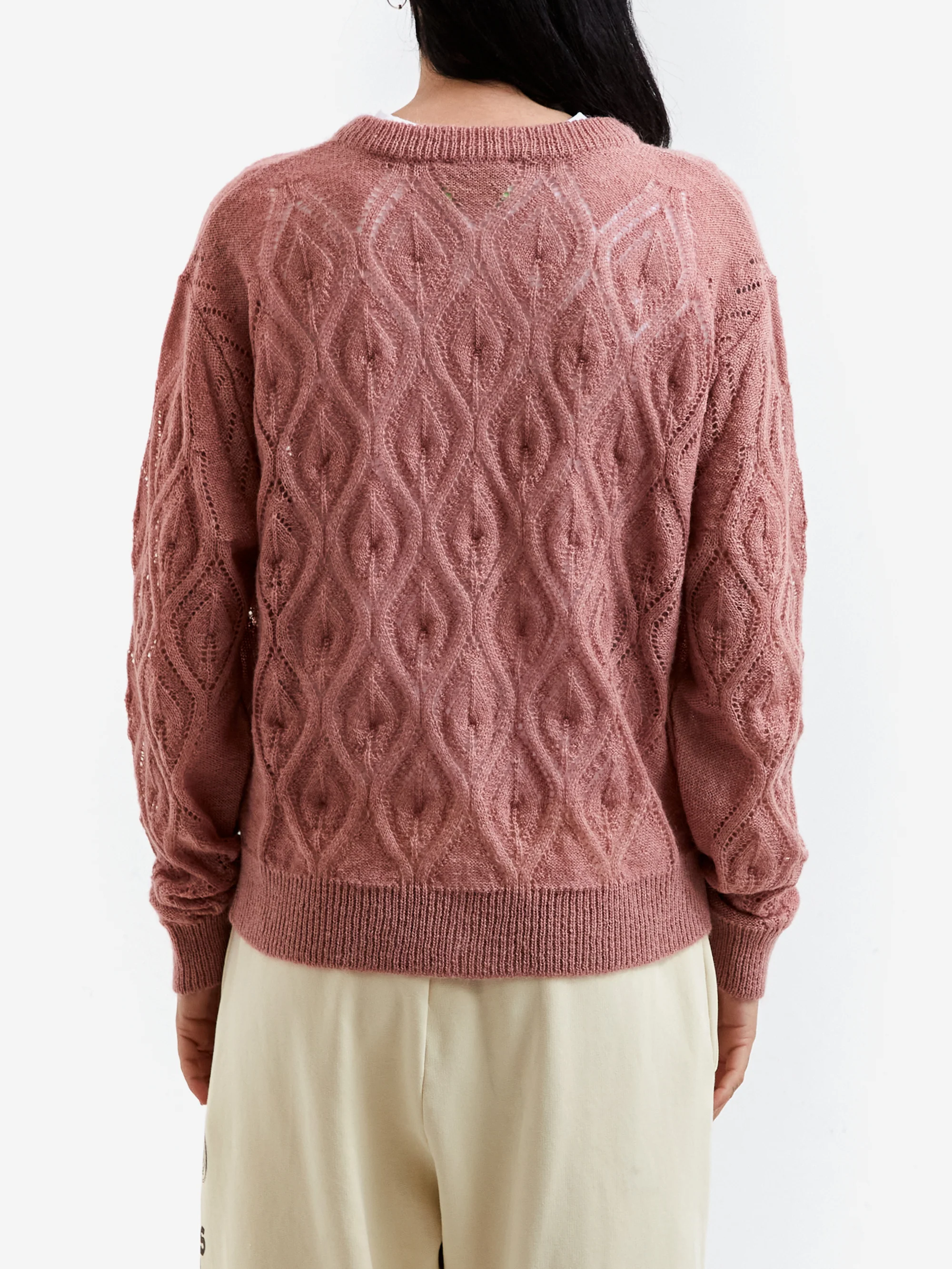 Aries Lace and Leaf Knit Cardigan - Dusty Pink - Image 3