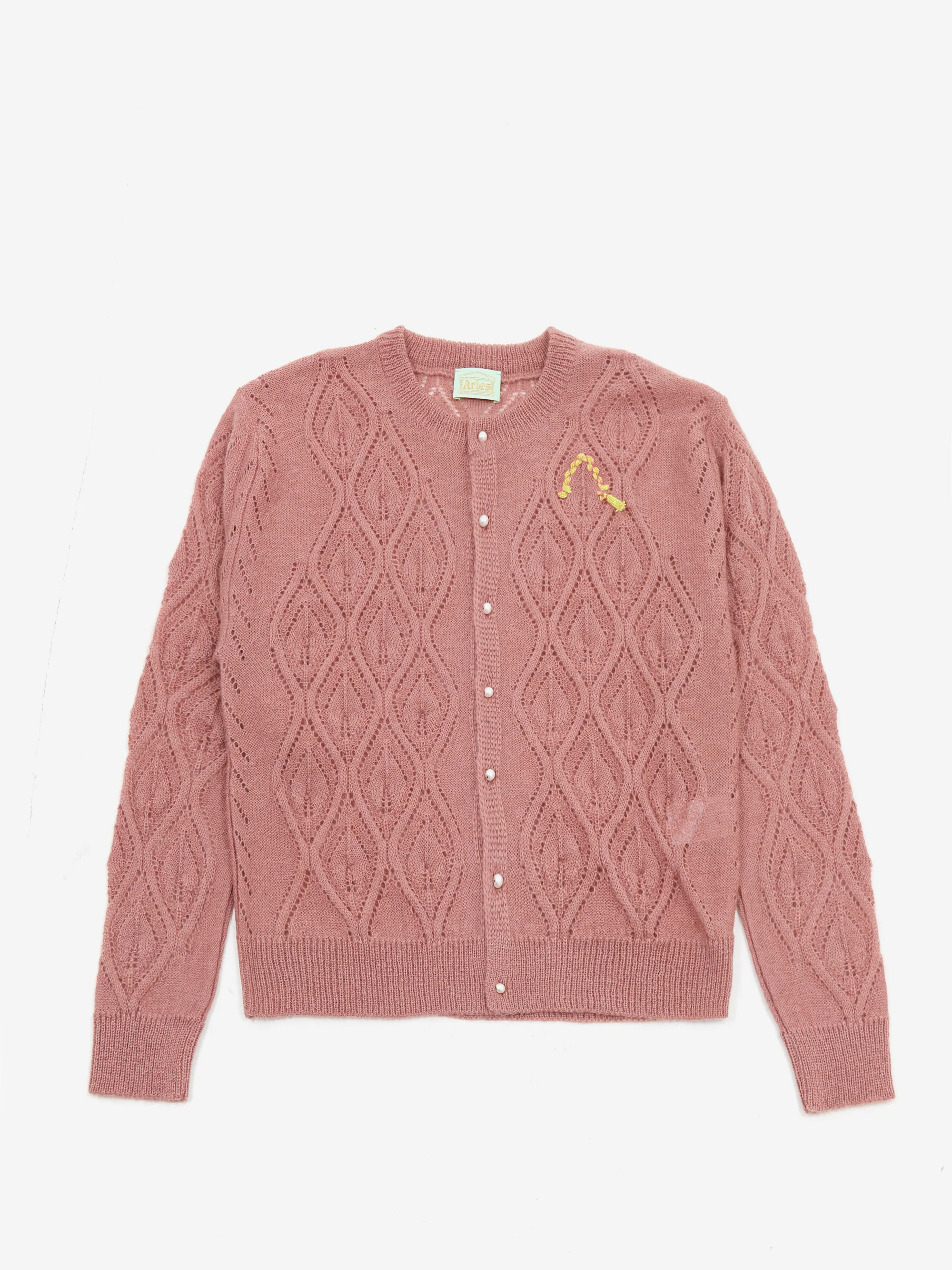 Aries Lace and Leaf Knit Cardigan - Dusty Pink - Image 4