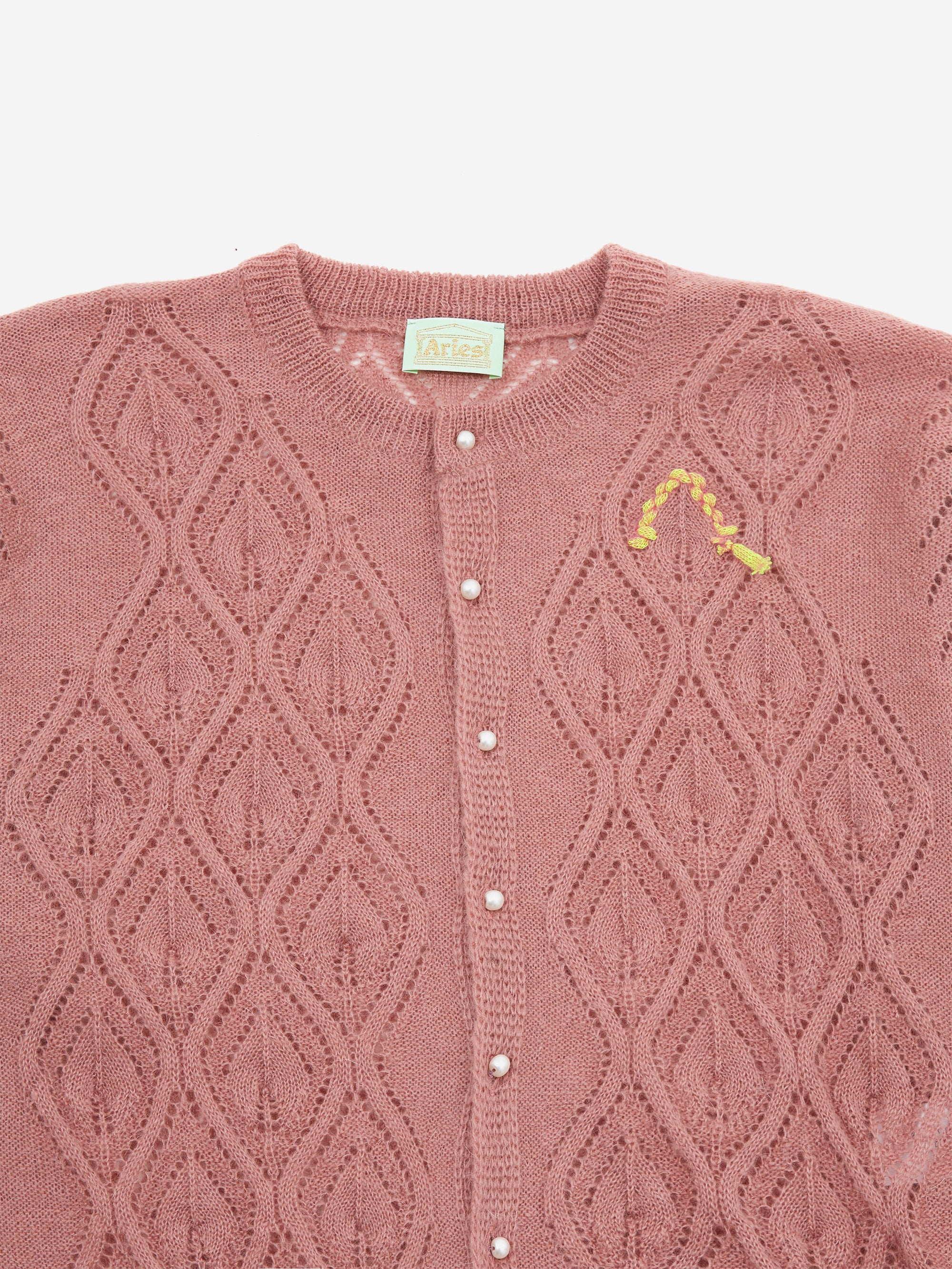 Aries Lace and Leaf Knit Cardigan - Dusty Pink - Image 5