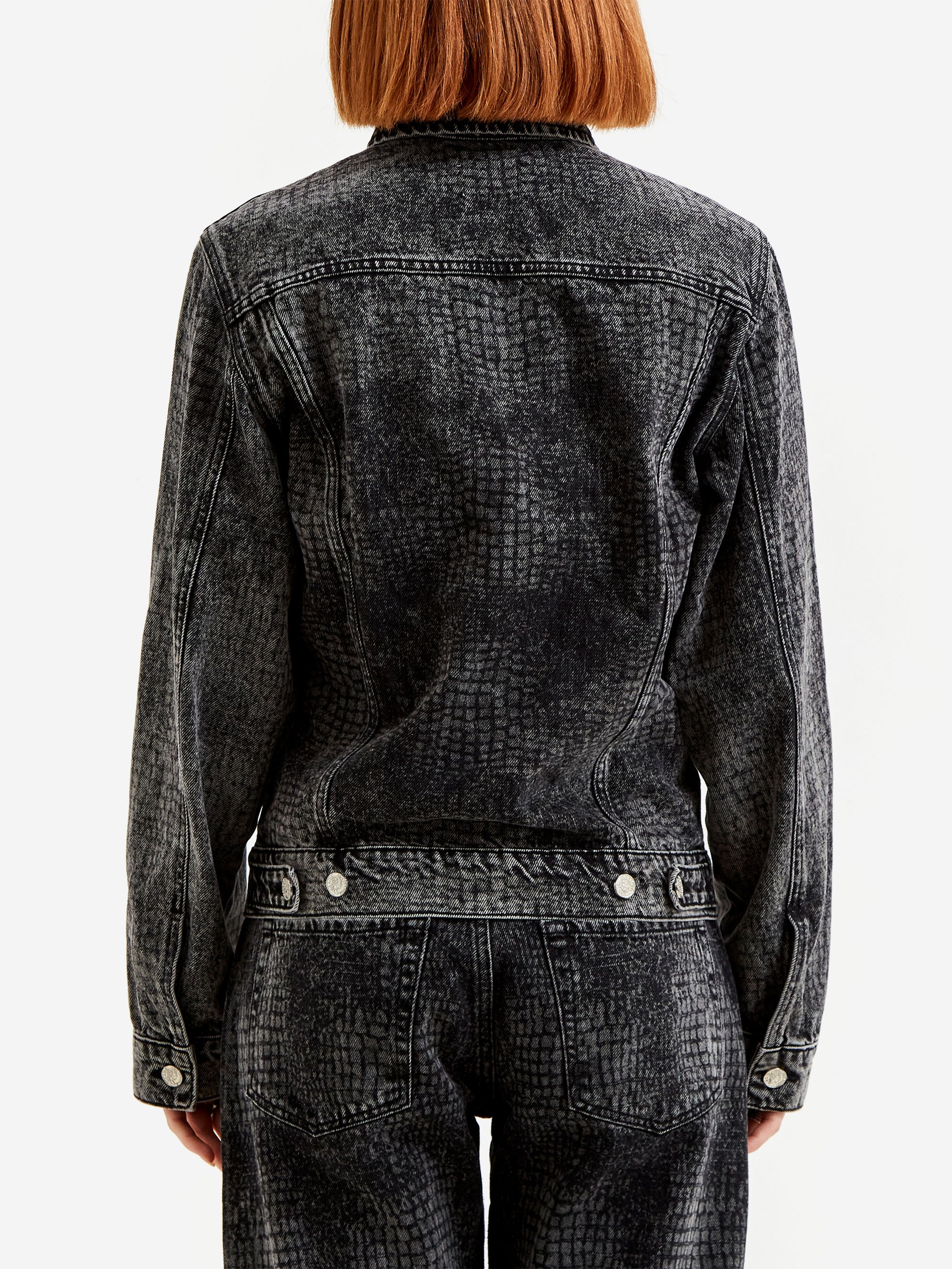 Aries Lasered Croc Trucker Jacket W - Black - Image 4