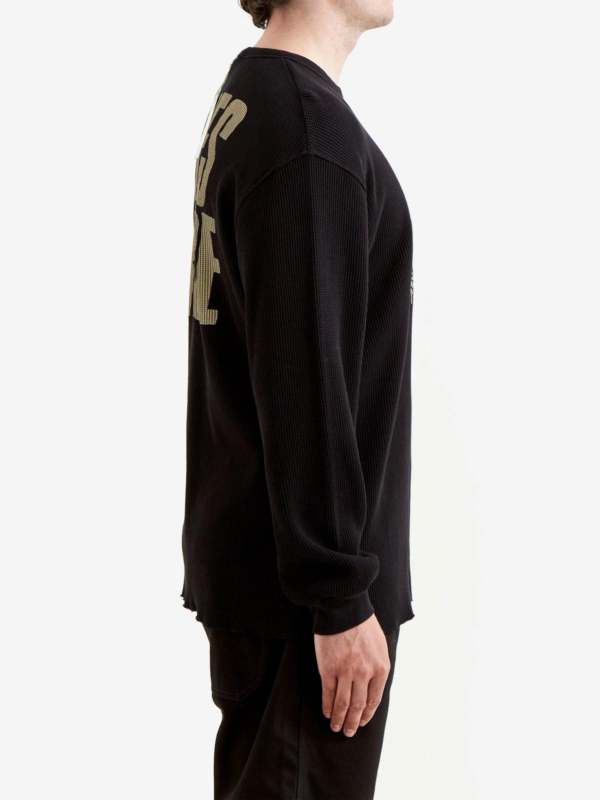Aries Peace Press Gothic Waffle LS Tee - Black - Image 4