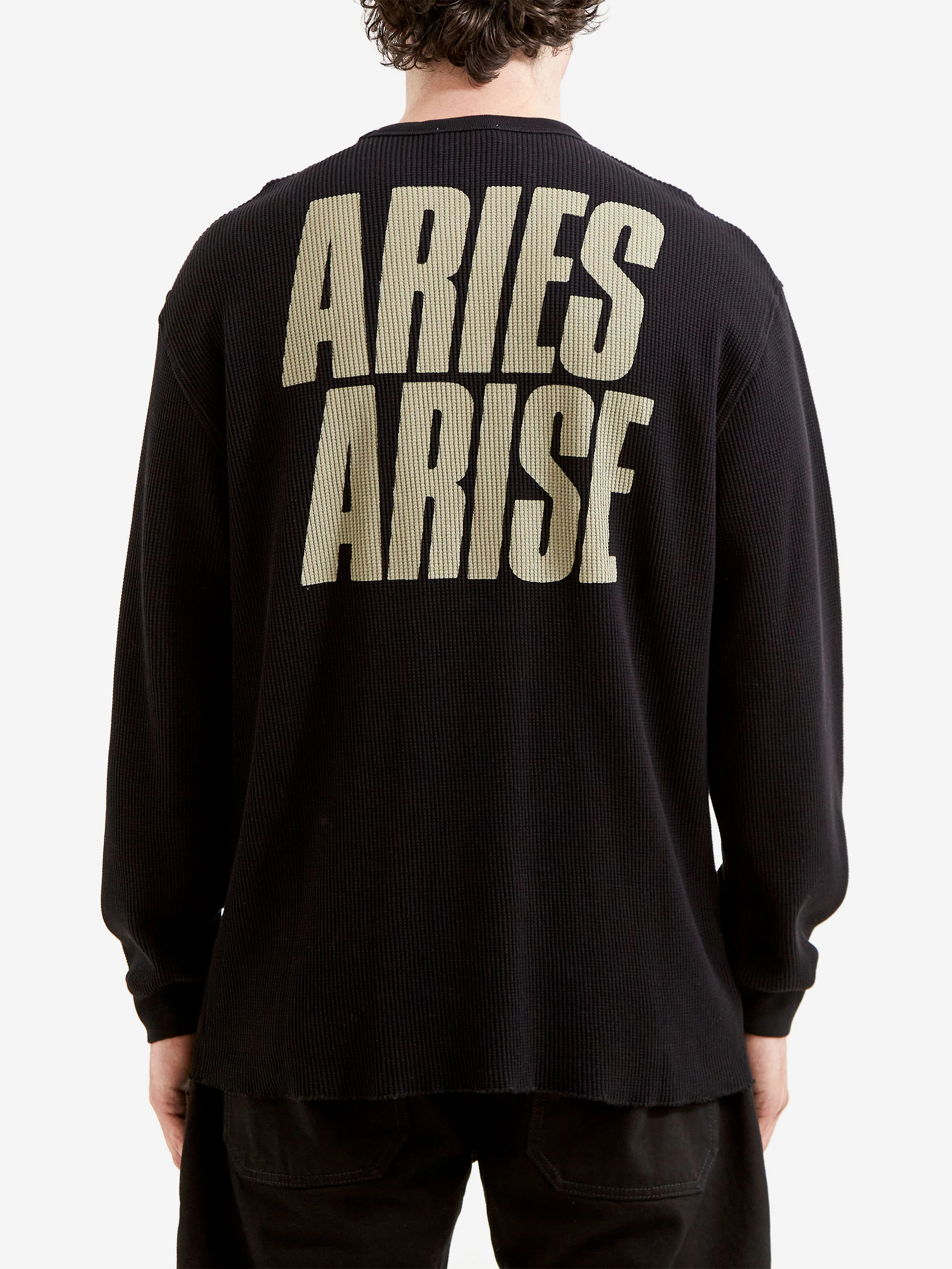 Aries Peace Press Gothic Waffle LS Tee - Black - Image 5