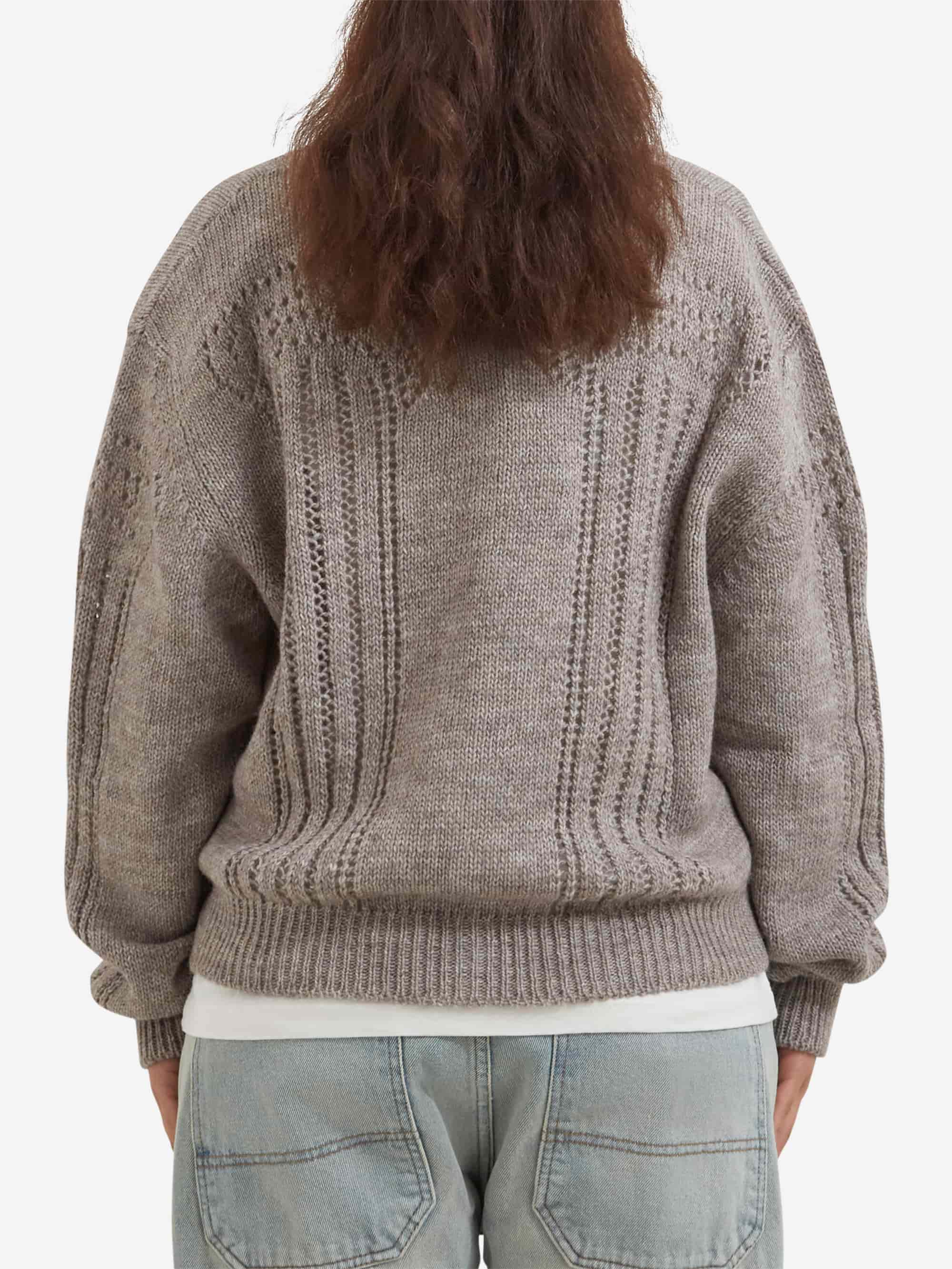 Aries Pointelle Column Cardigan W - Grey Marl - Image 4