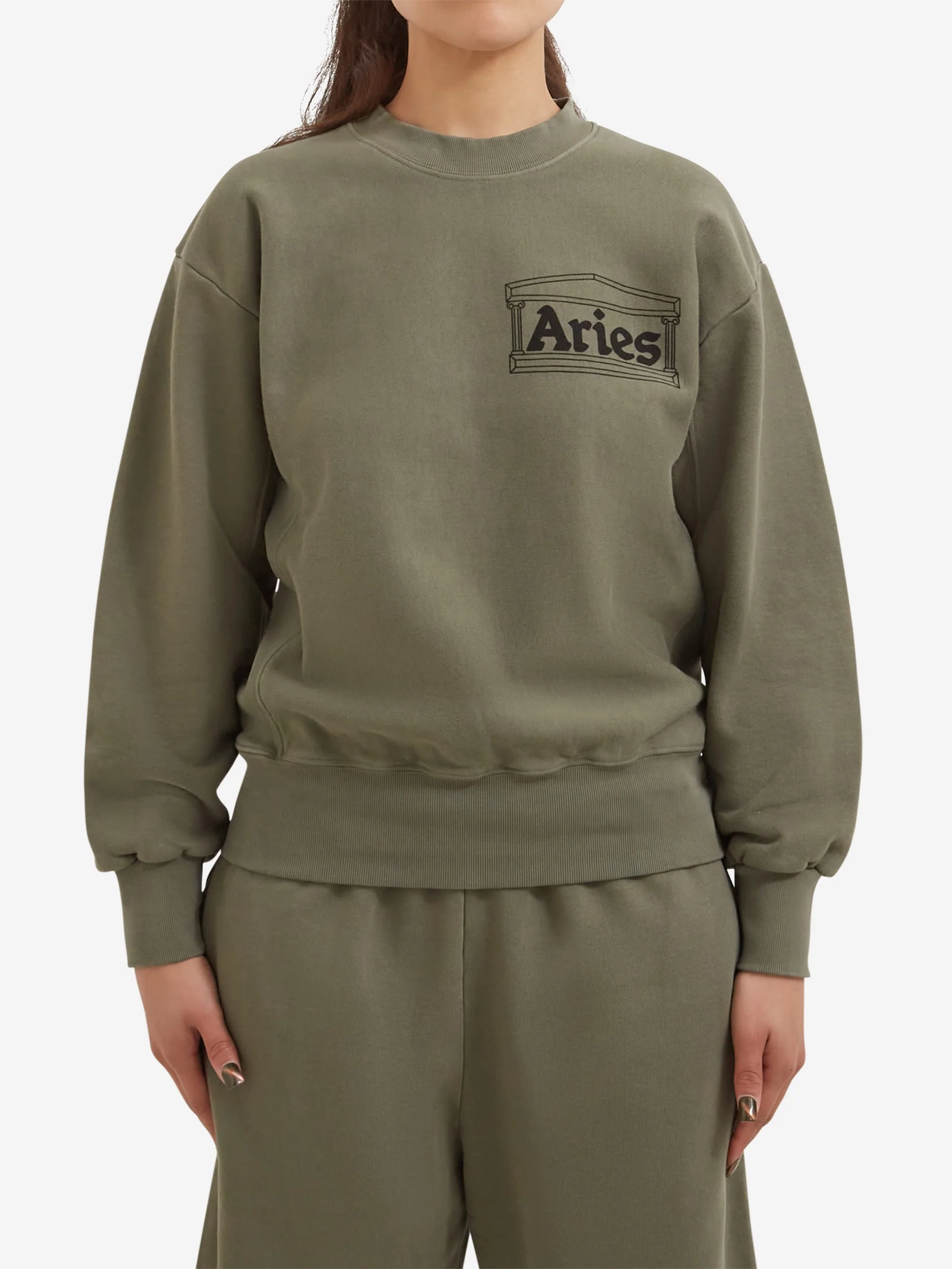 Aries Premium Aged Temple Sweatshirt W - Olive