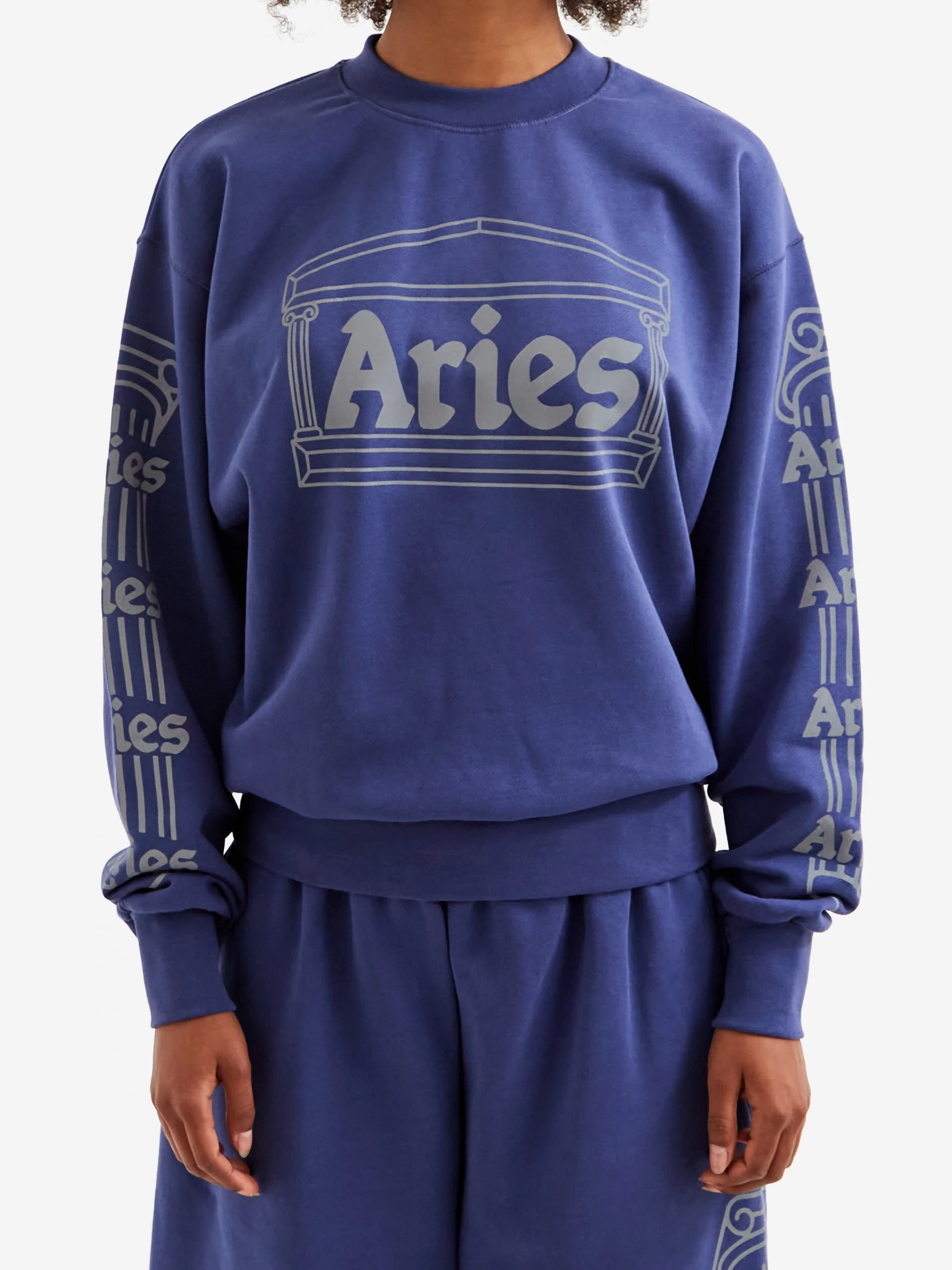 Aries Reflective Column Sweatshirt - Navy