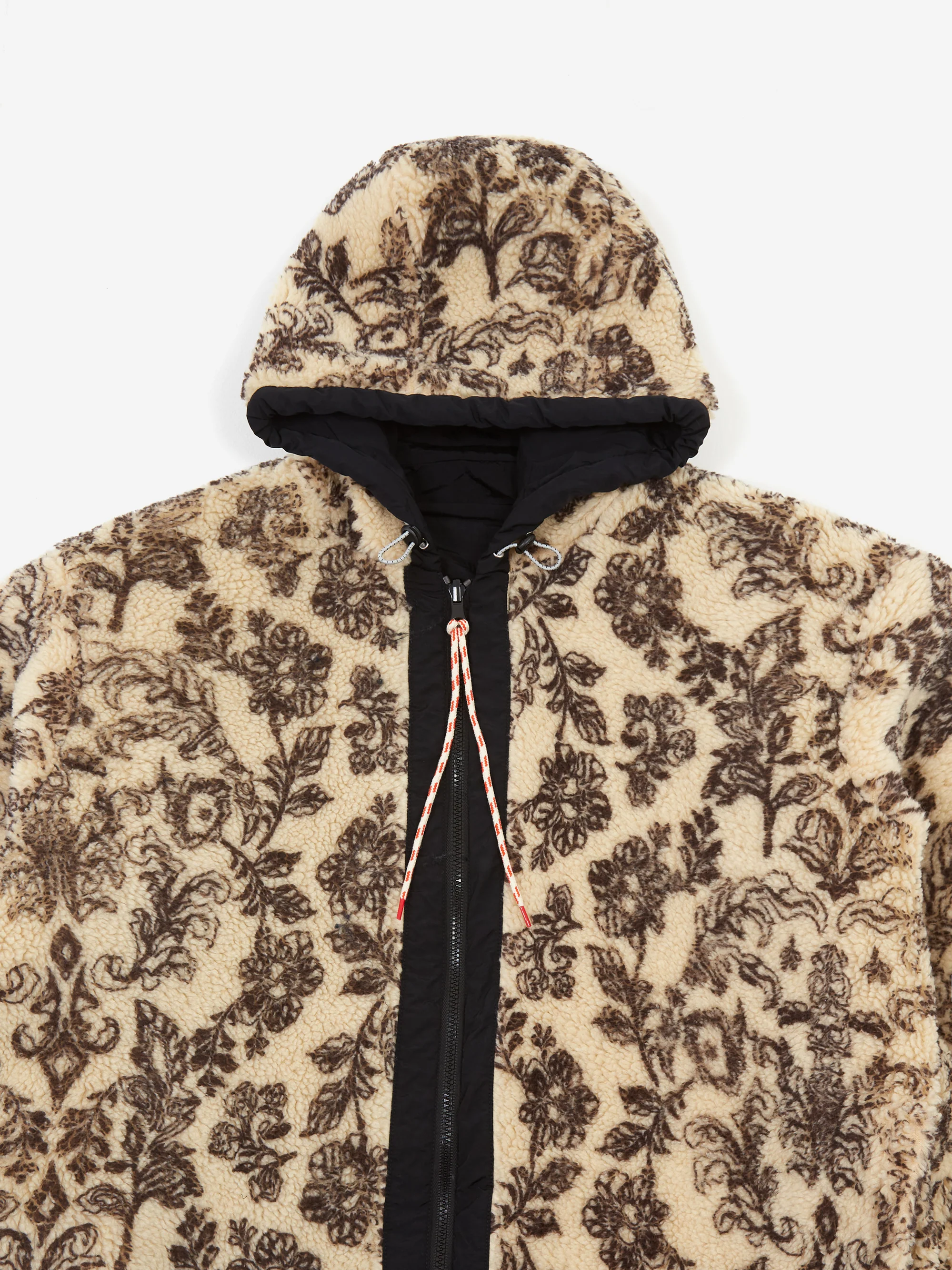 Aries Reversible Nylon and Floral Fleece Parka - Ecru - Image 5
