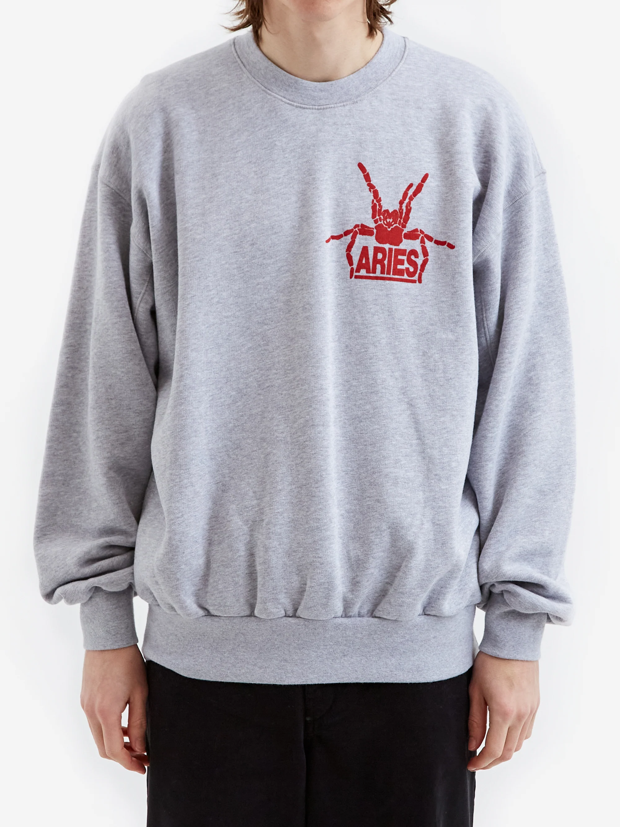 Aries Silas Spider Sweat - Grey Marl - Image 2