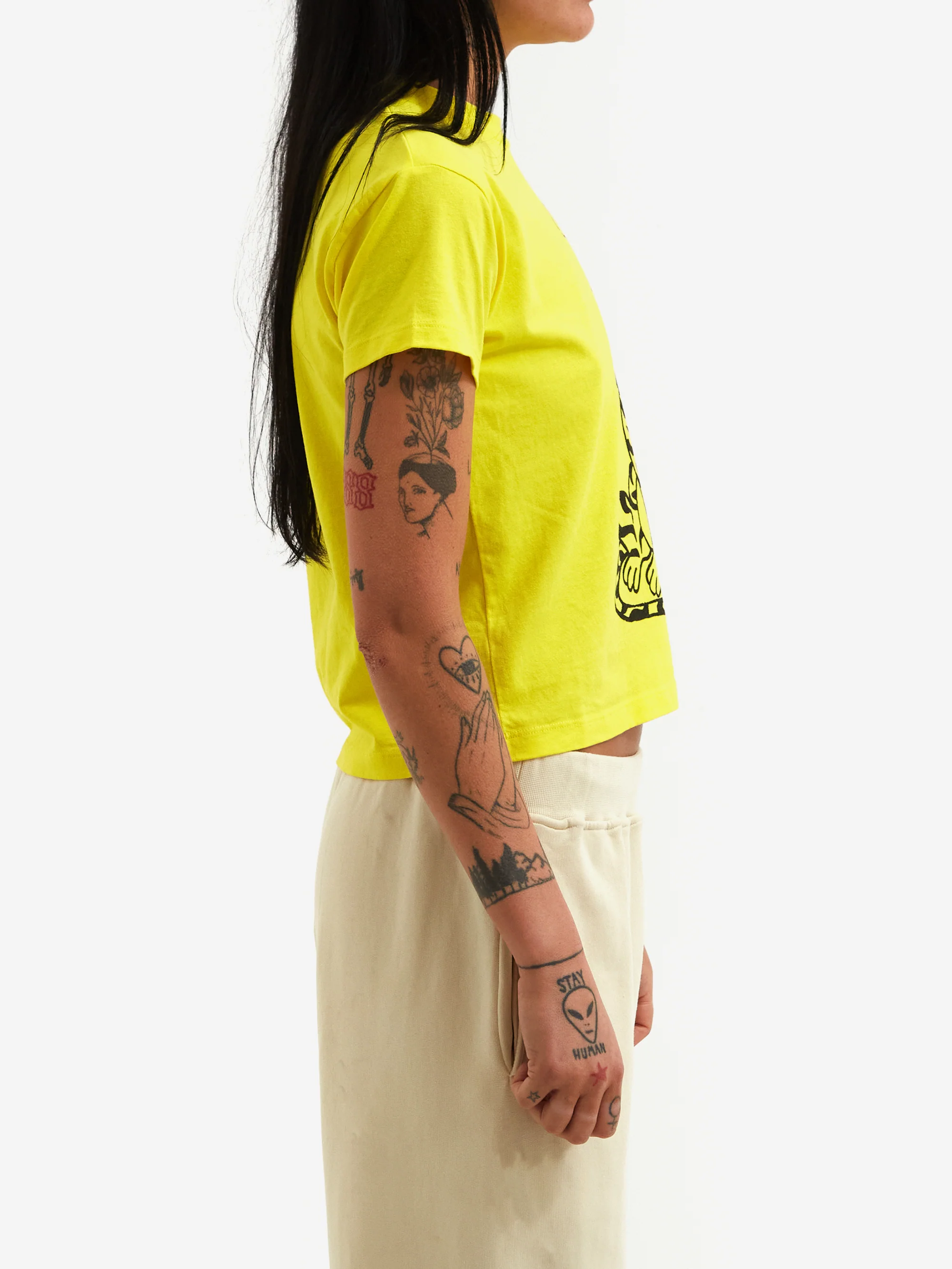 Aries Smoking Tiger Short Sleeve Tee  (Baby Fit) - Yellow - Image 2