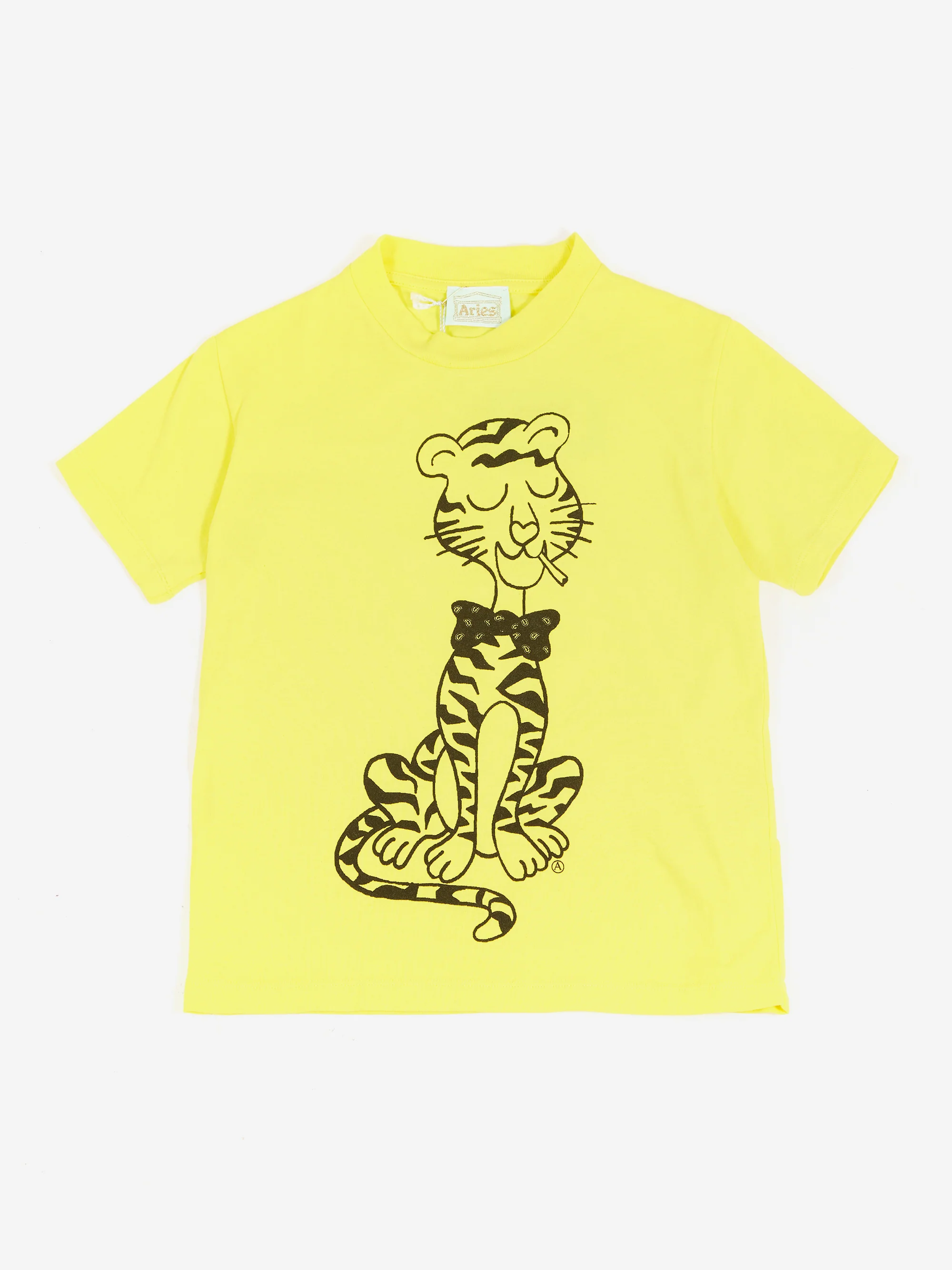 Aries Smoking Tiger Short Sleeve Tee  (Baby Fit) - Yellow - Image 4