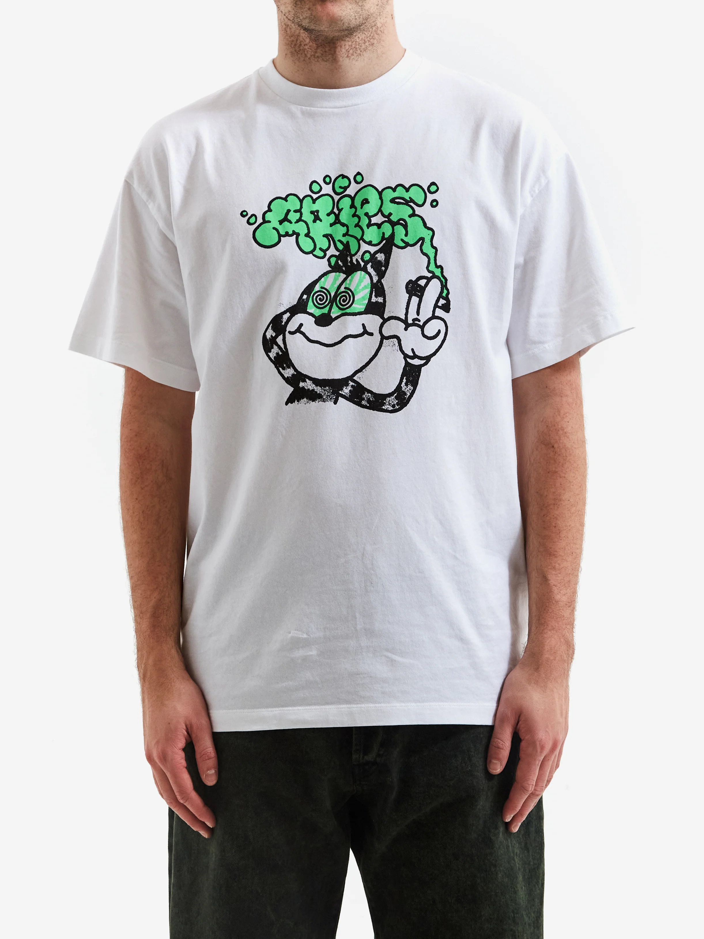 Aries Stoned Cat Short Sleeve T-Shirt - White - Image 2