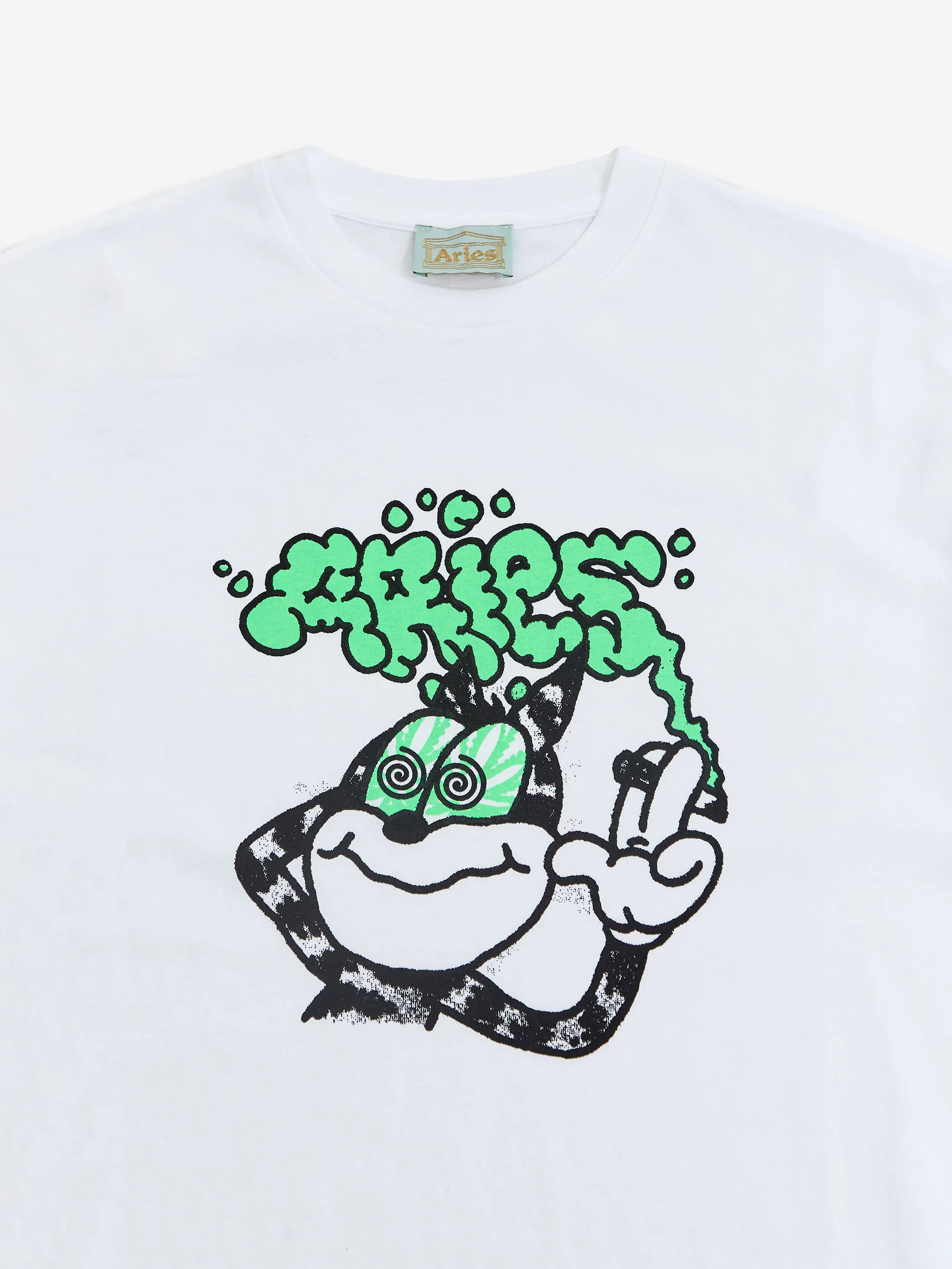 Aries Stoned Cat Short Sleeve T-Shirt - White - Image 3