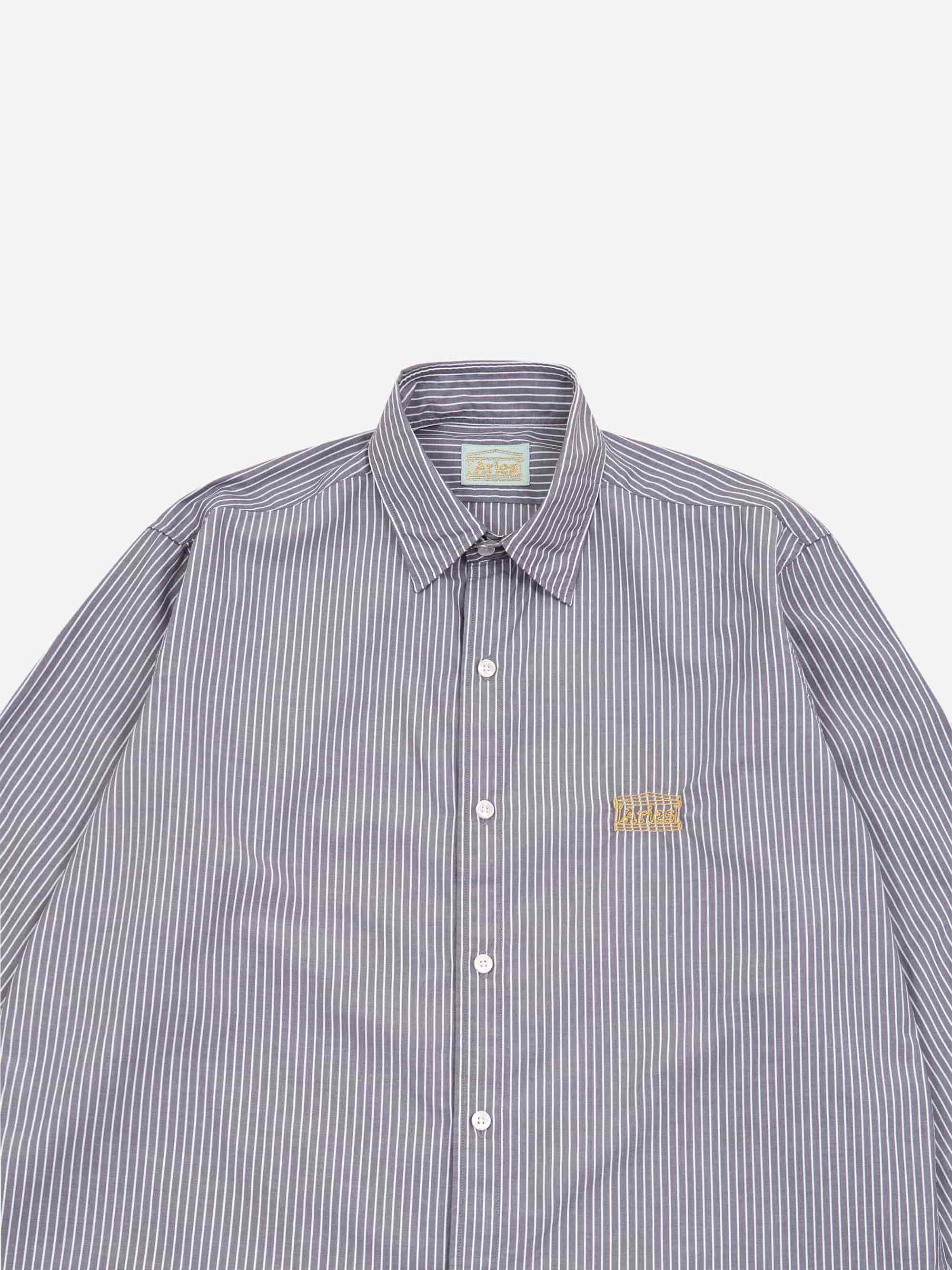 Aries Stripe Poplin Classic Shirt - Grey - Image 2