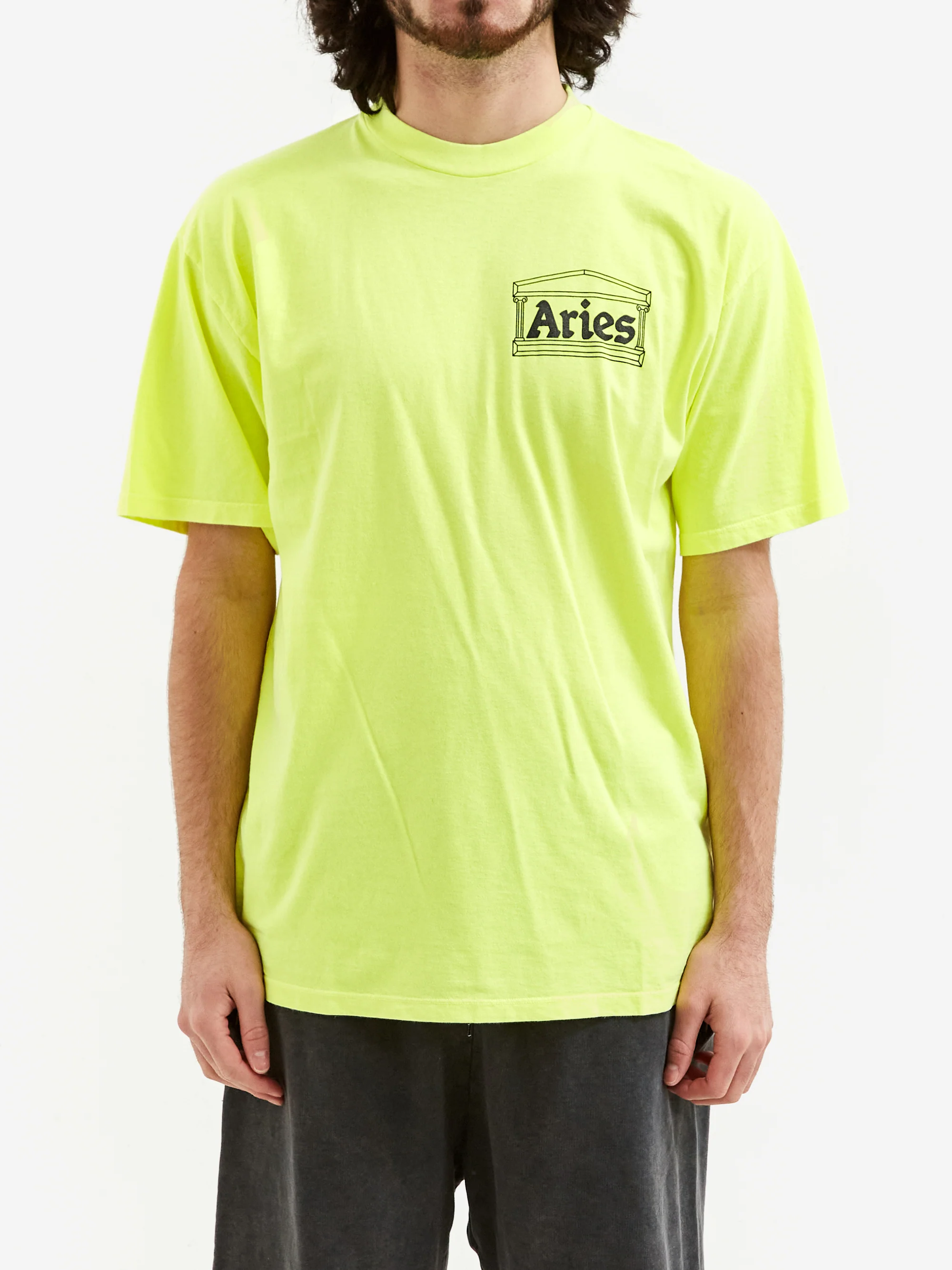 Aries Temple Short Sleeve T-Shirt - Fluoro Yellow - Image 2