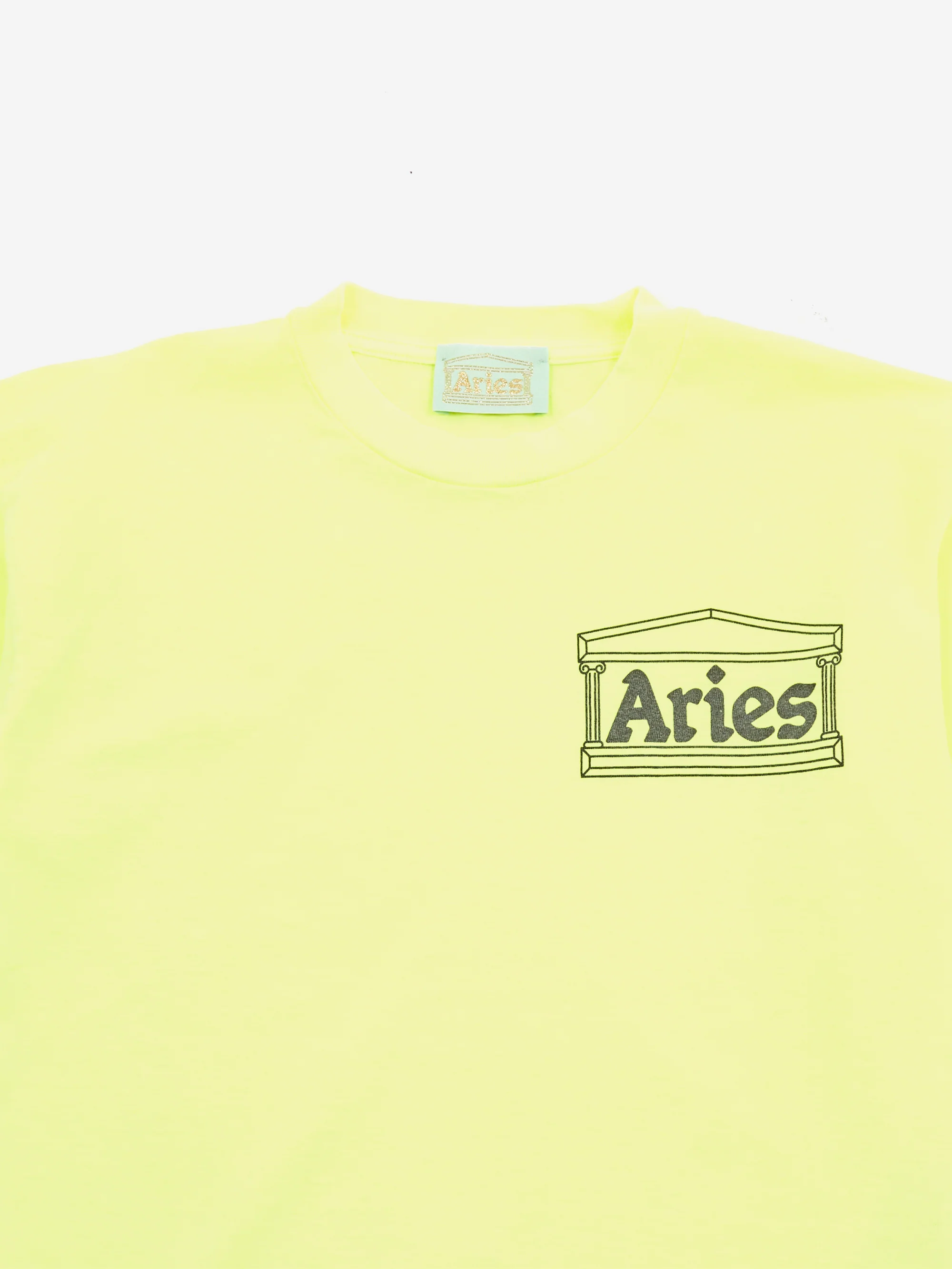 Aries Temple Short Sleeve T-Shirt - Fluoro Yellow - Image 3