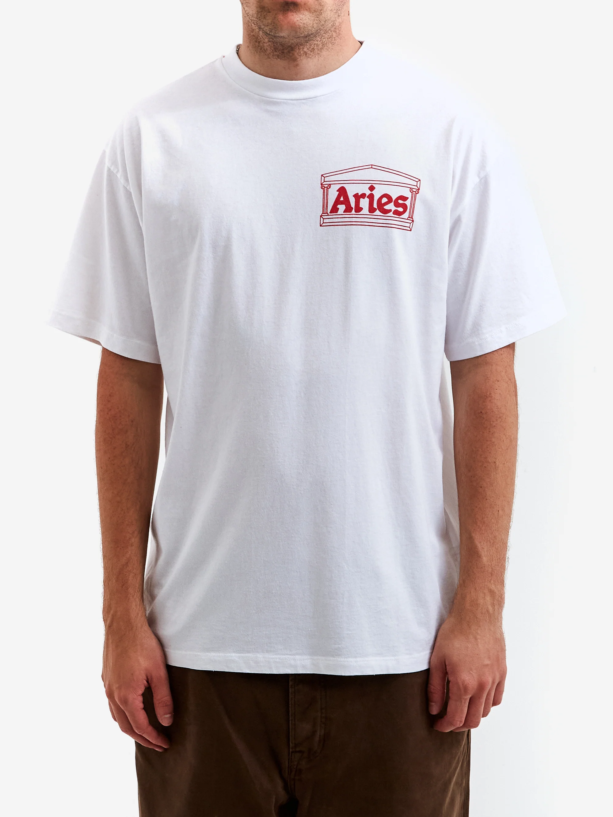 Aries Temple Short Sleeve T-Shirt - White/Red - Image 2