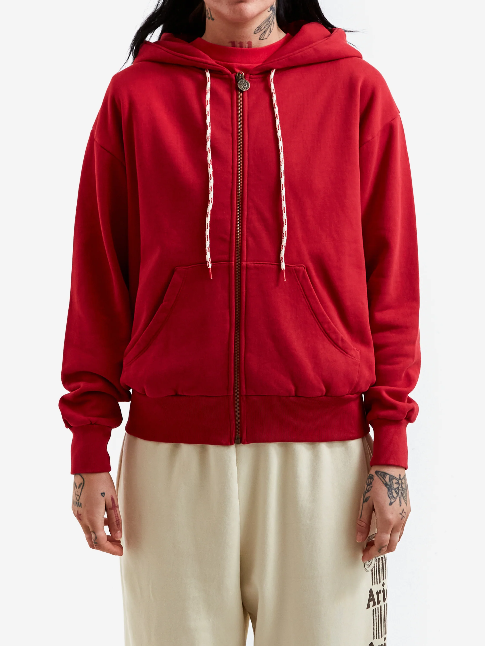Aries Temple Zip Through Hoodie - Red