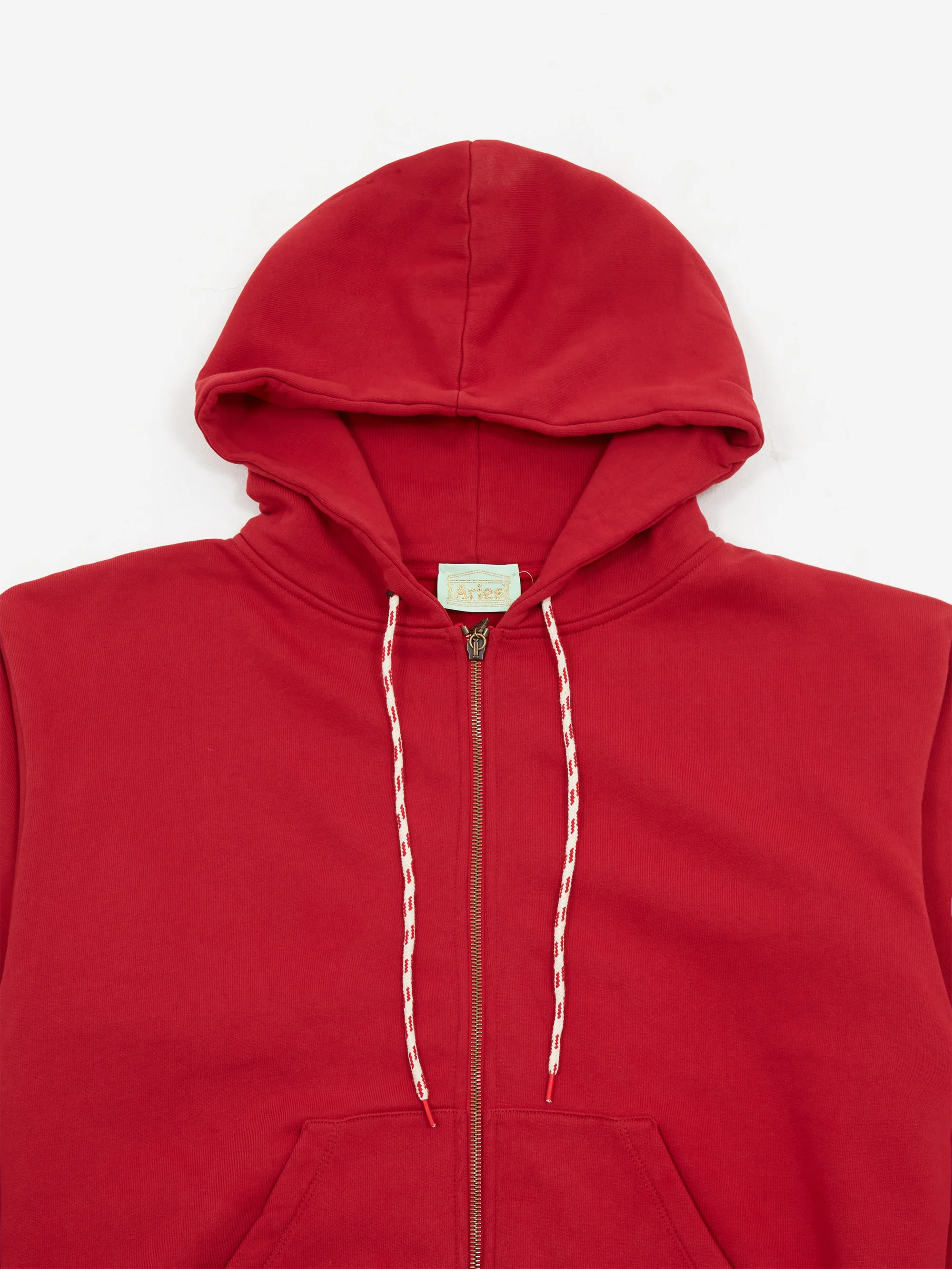 Aries Temple Zip Through Hoodie - Red - Image 5