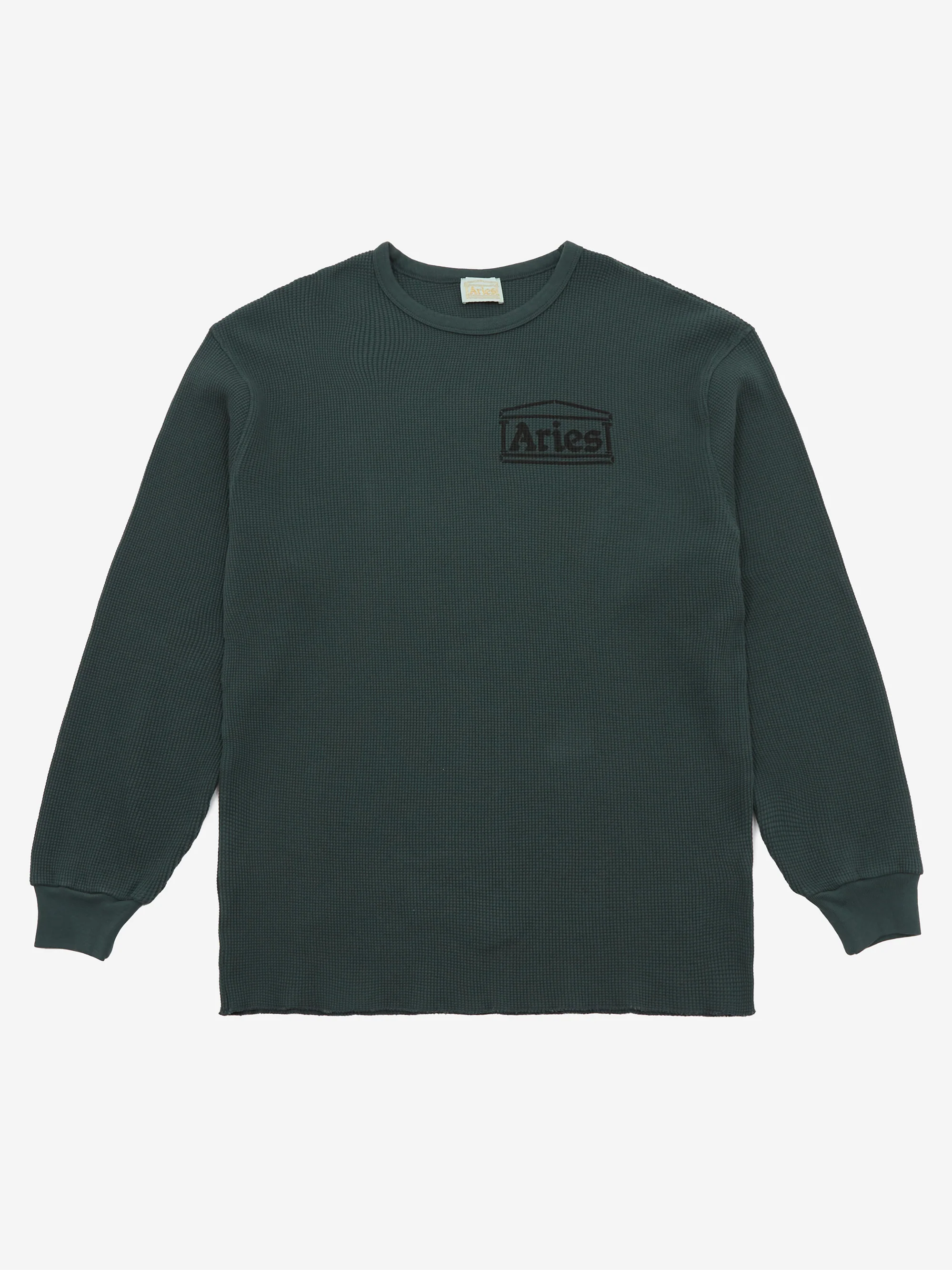 Aries Waffle Long Sleeve T-Shirt - Dark Olive