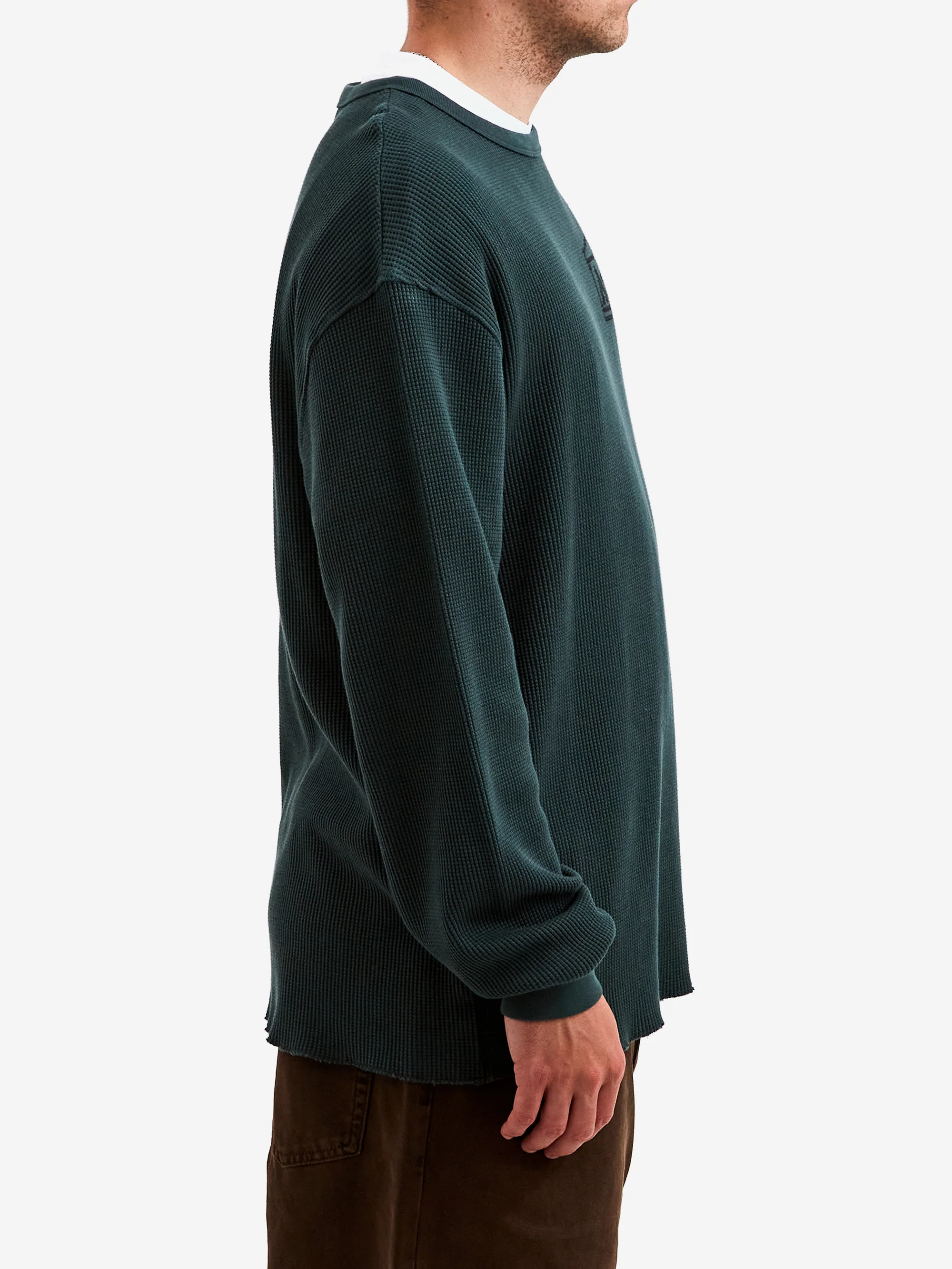 Aries Waffle Long Sleeve T-Shirt - Dark Olive - Image 5