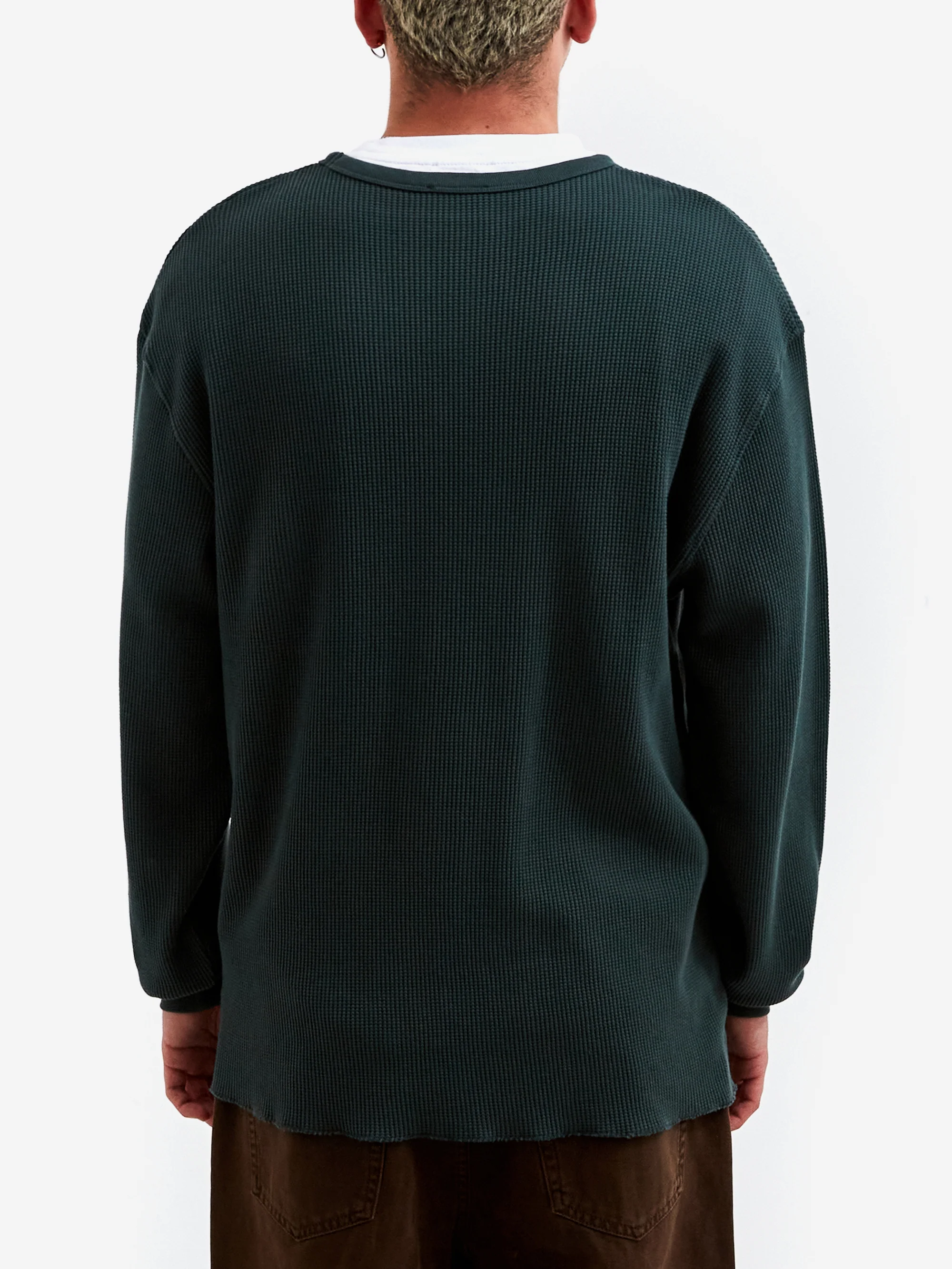 Aries Waffle Long Sleeve T-Shirt - Dark Olive - Image 6