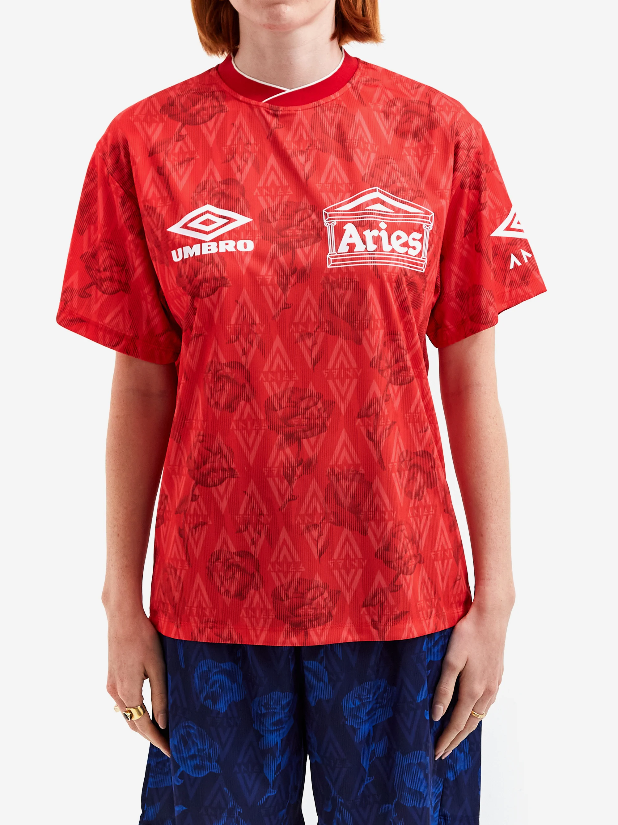 Aries x Umbro Red Roses SS Football Jersey W - Red