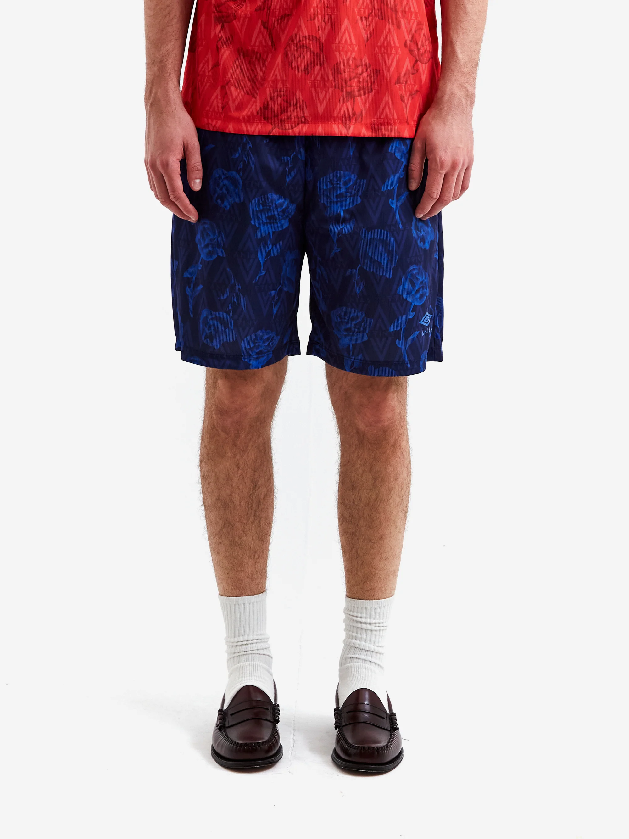 Aries x Umbro Roses Football Shorts - Blue - Image 2