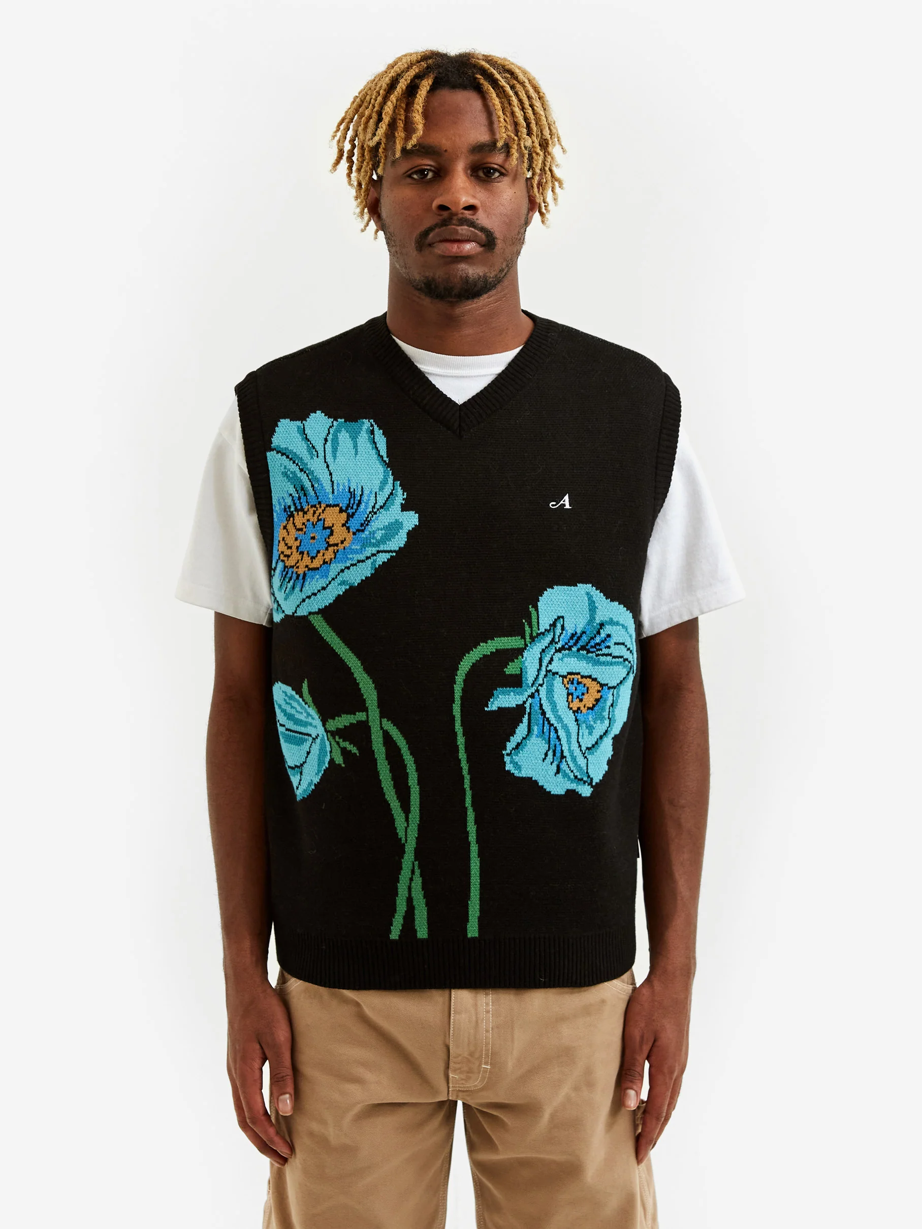 Awake NY Floral Sweater Vest - Black - Image 2