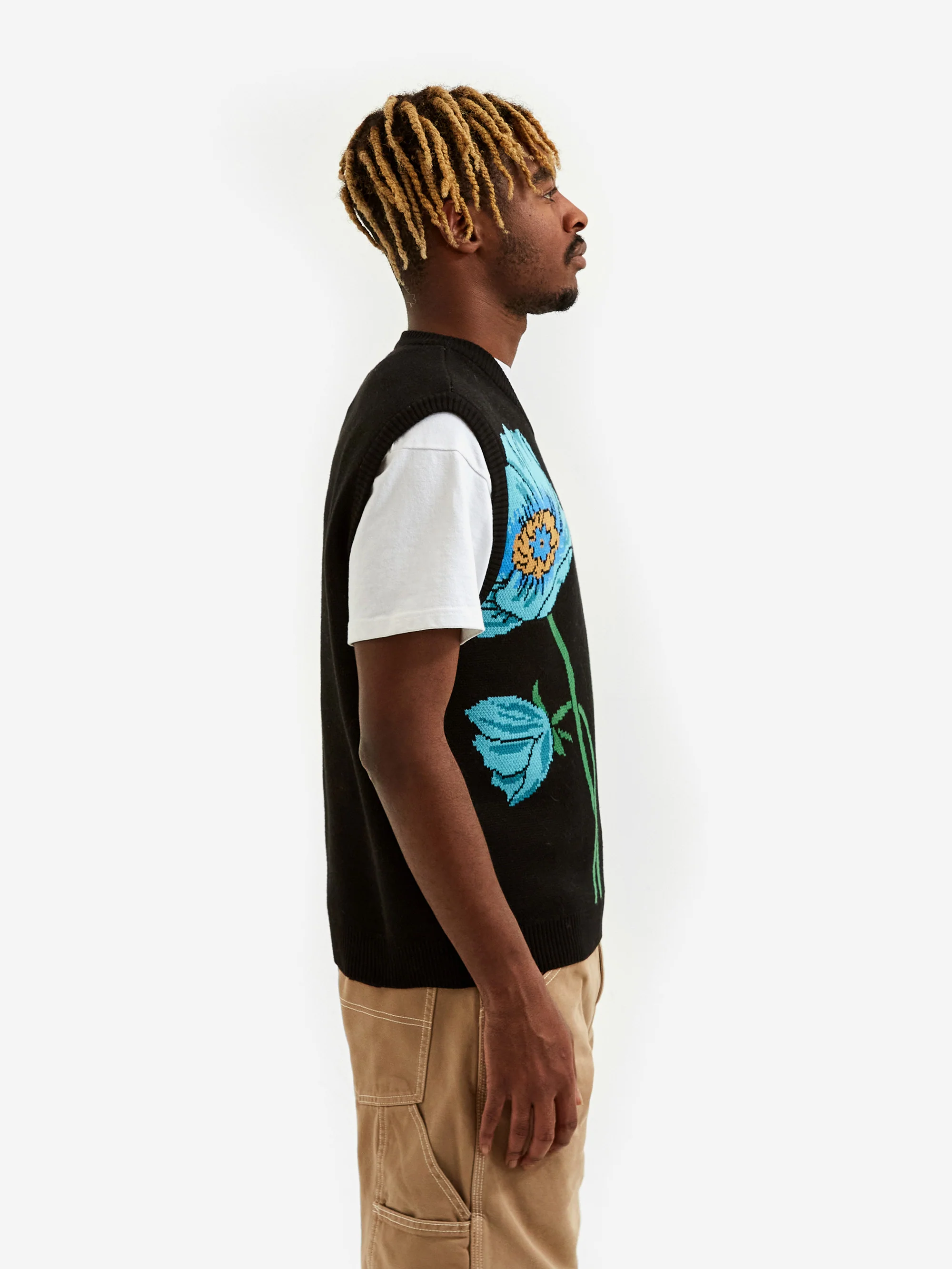 Awake NY Floral Sweater Vest - Black - Image 7