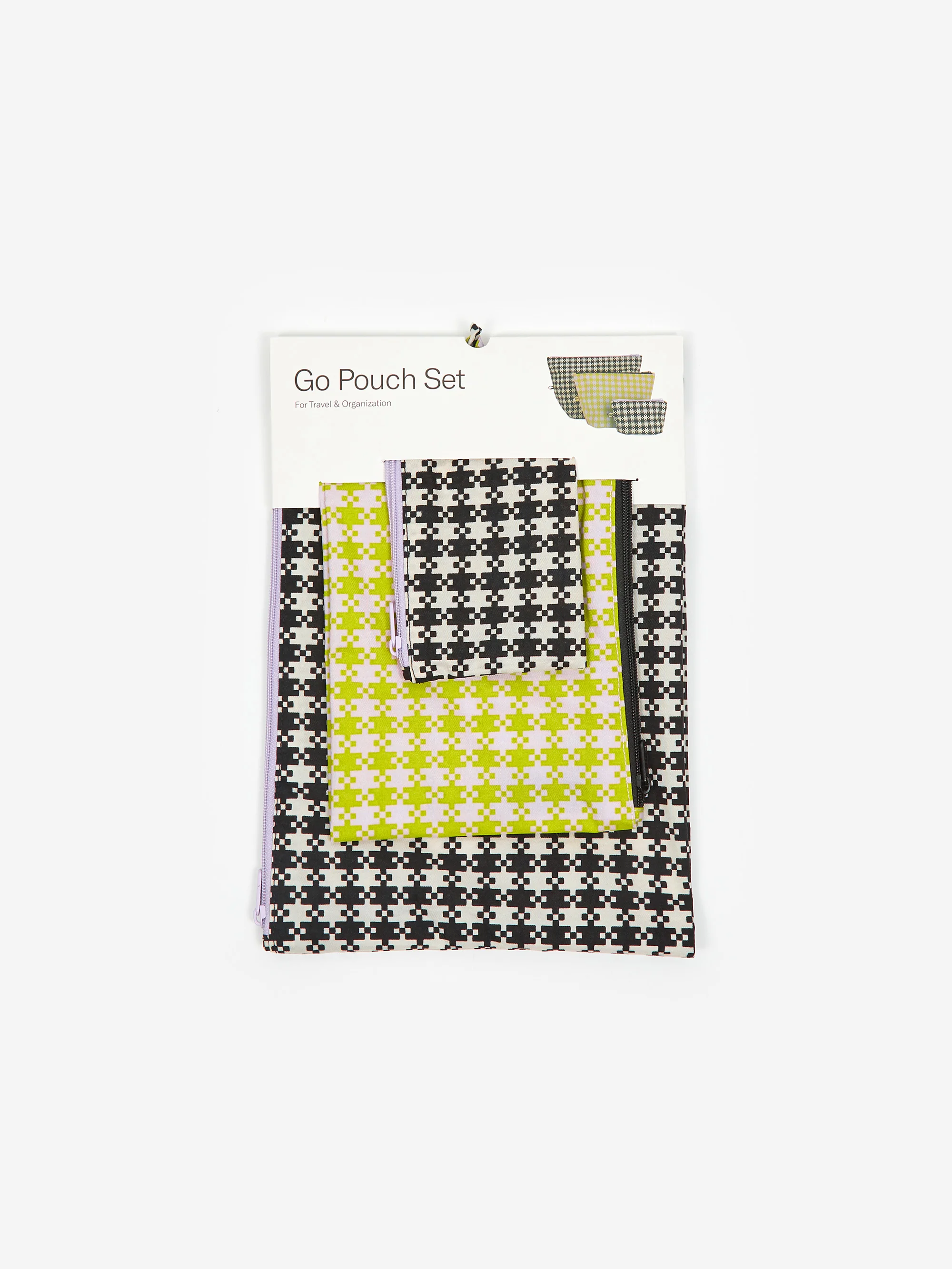 BAGGU Go Pouch Set - Black Pistachio Pixel Gingham - Image 8