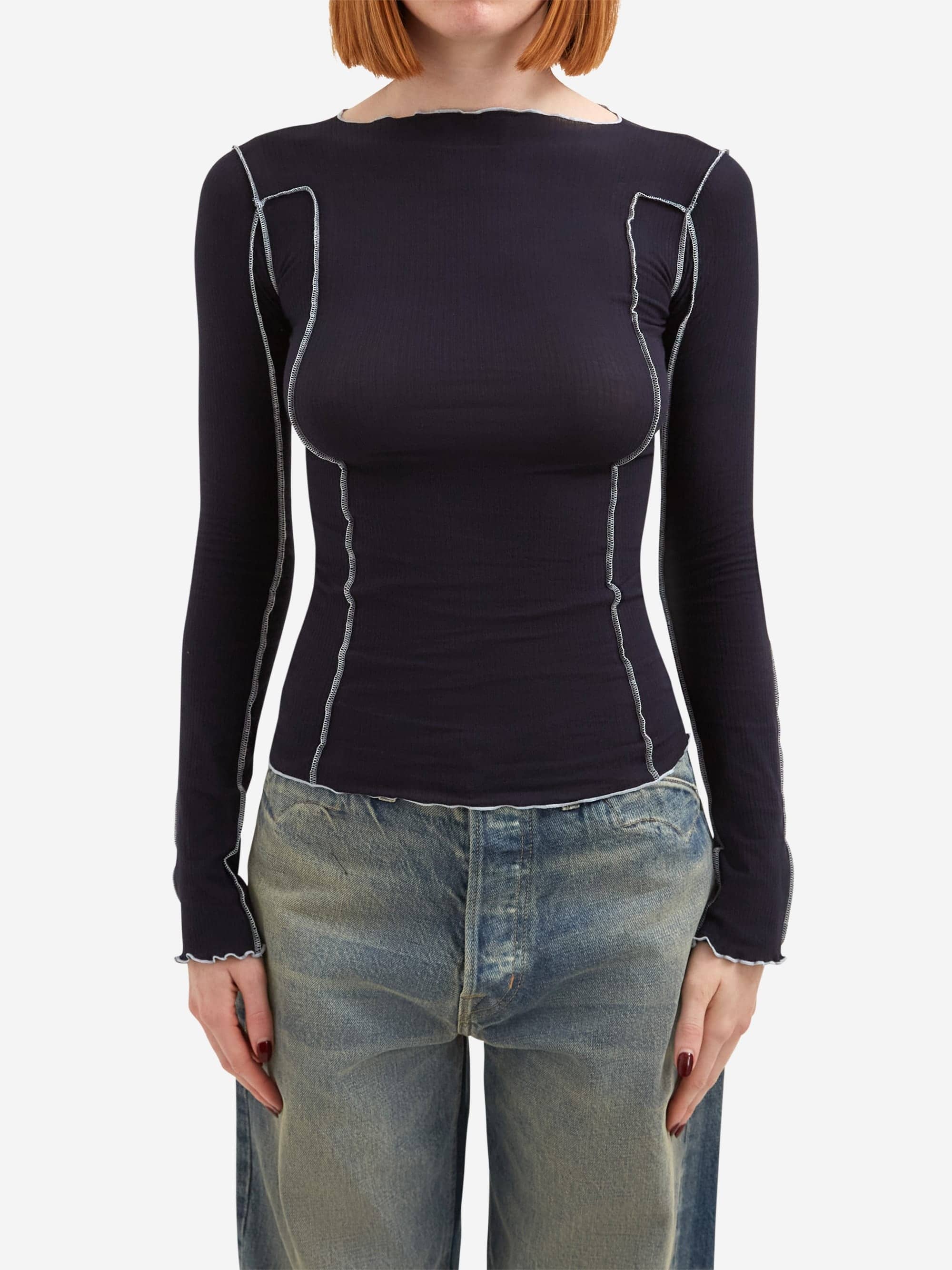 Baserange Omato Longsleeve Tee - Murano Navy