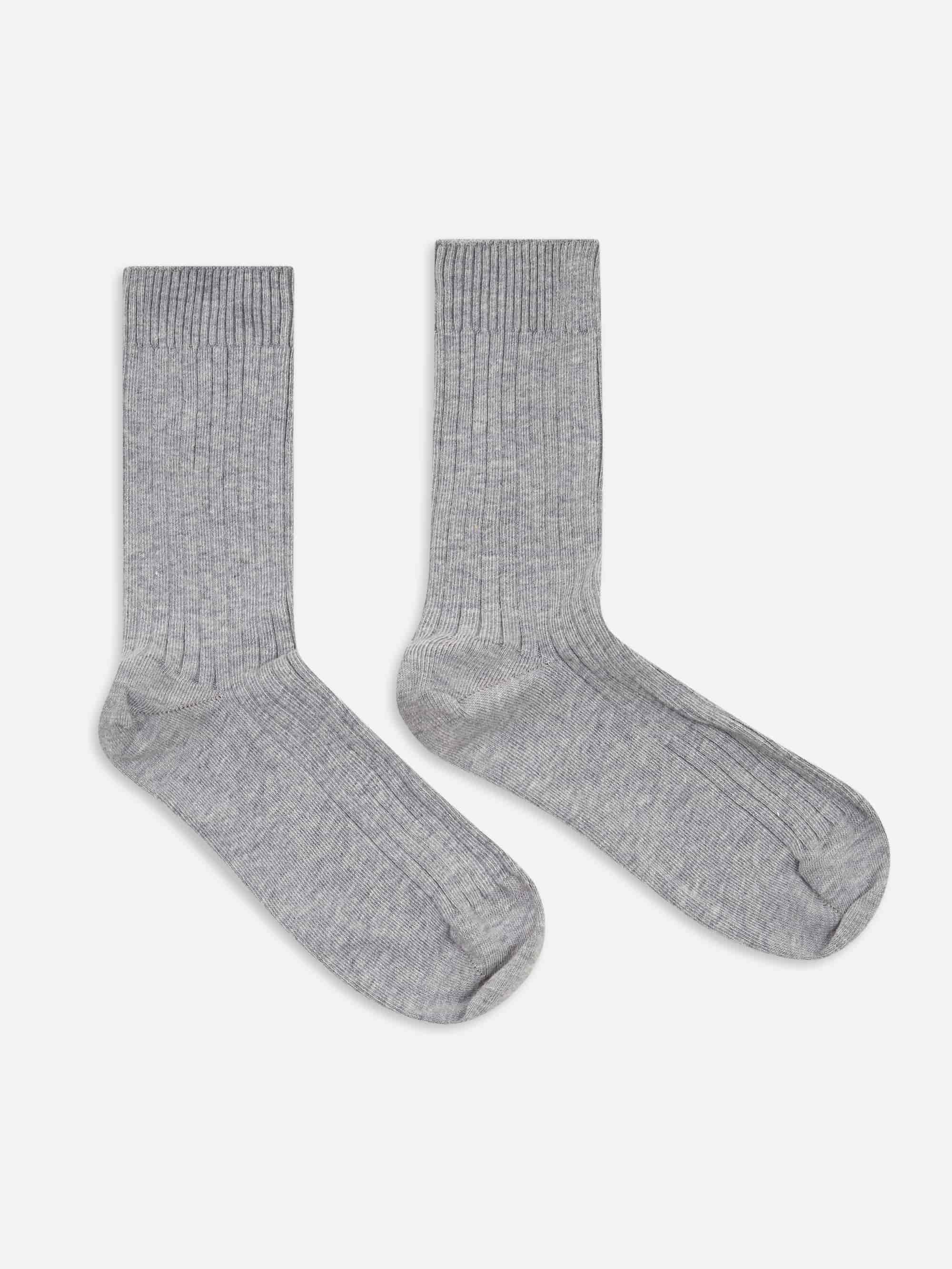 Baserange Rib Over Ankle Socks - Grey Melange