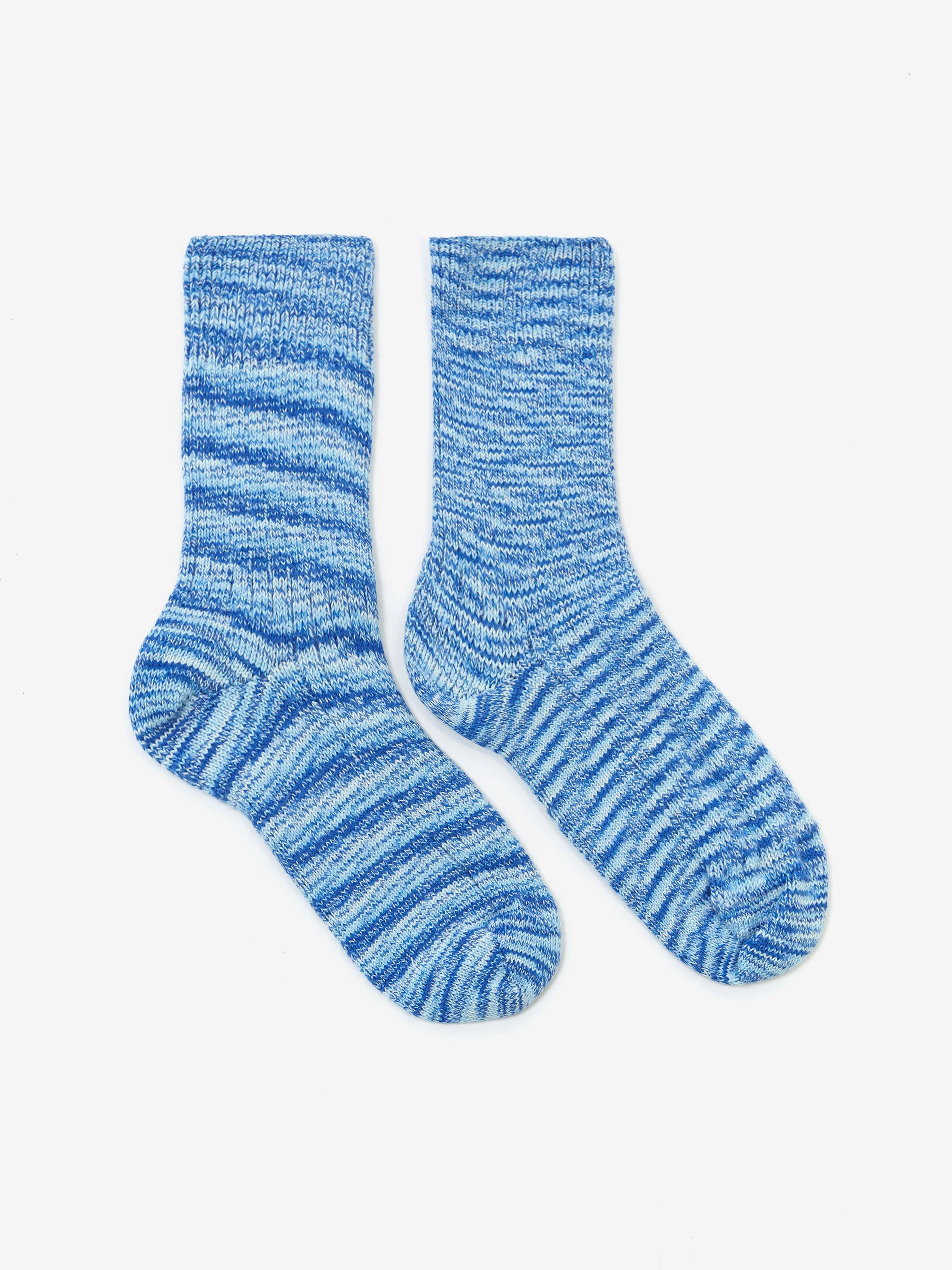 Baserange Twist Overankle Socks - Blue Melange