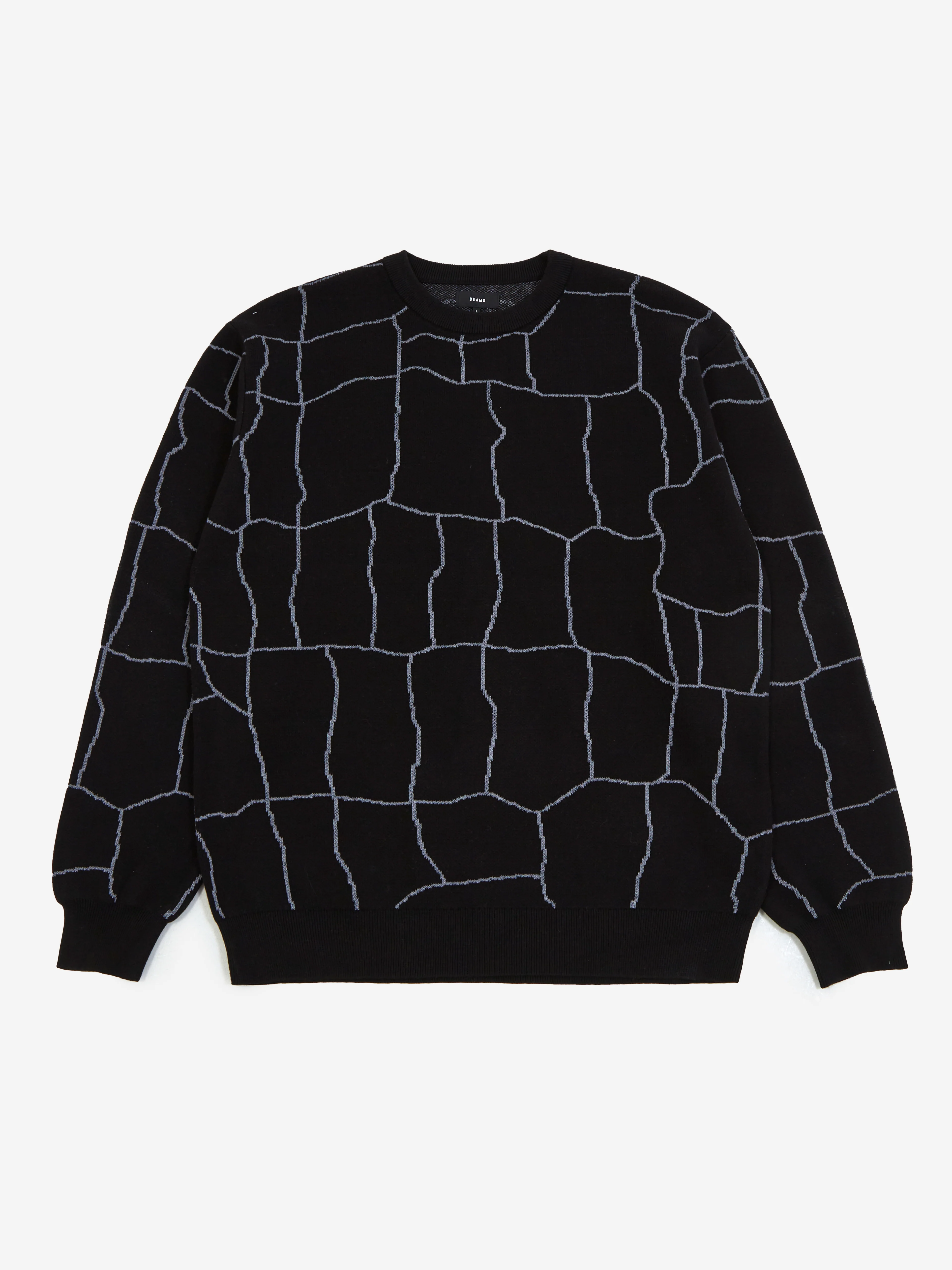 Beams 12g Spider Web Crew Knit - Black