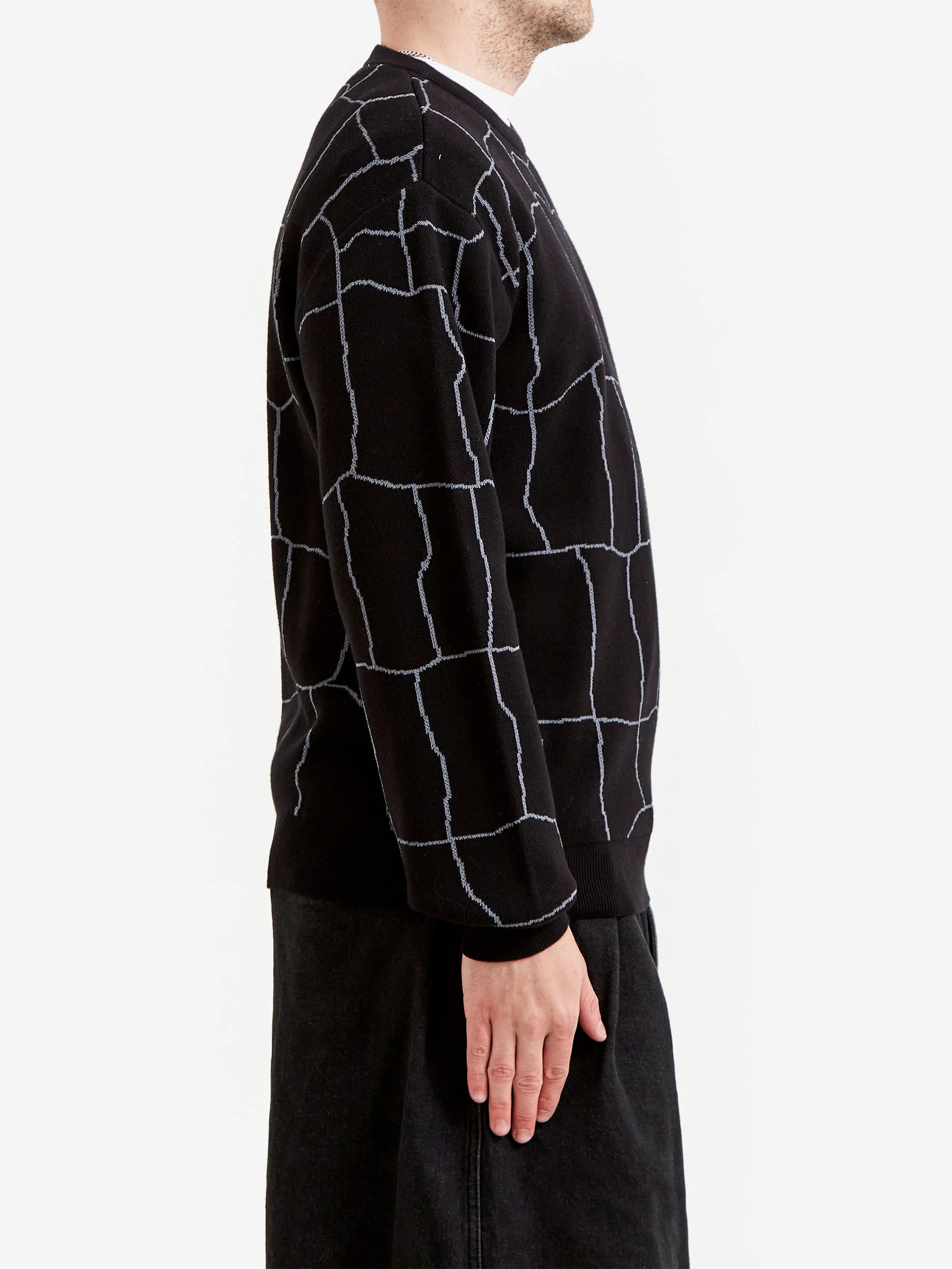 Beams 12g Spider Web Crew Knit - Black - Image 6