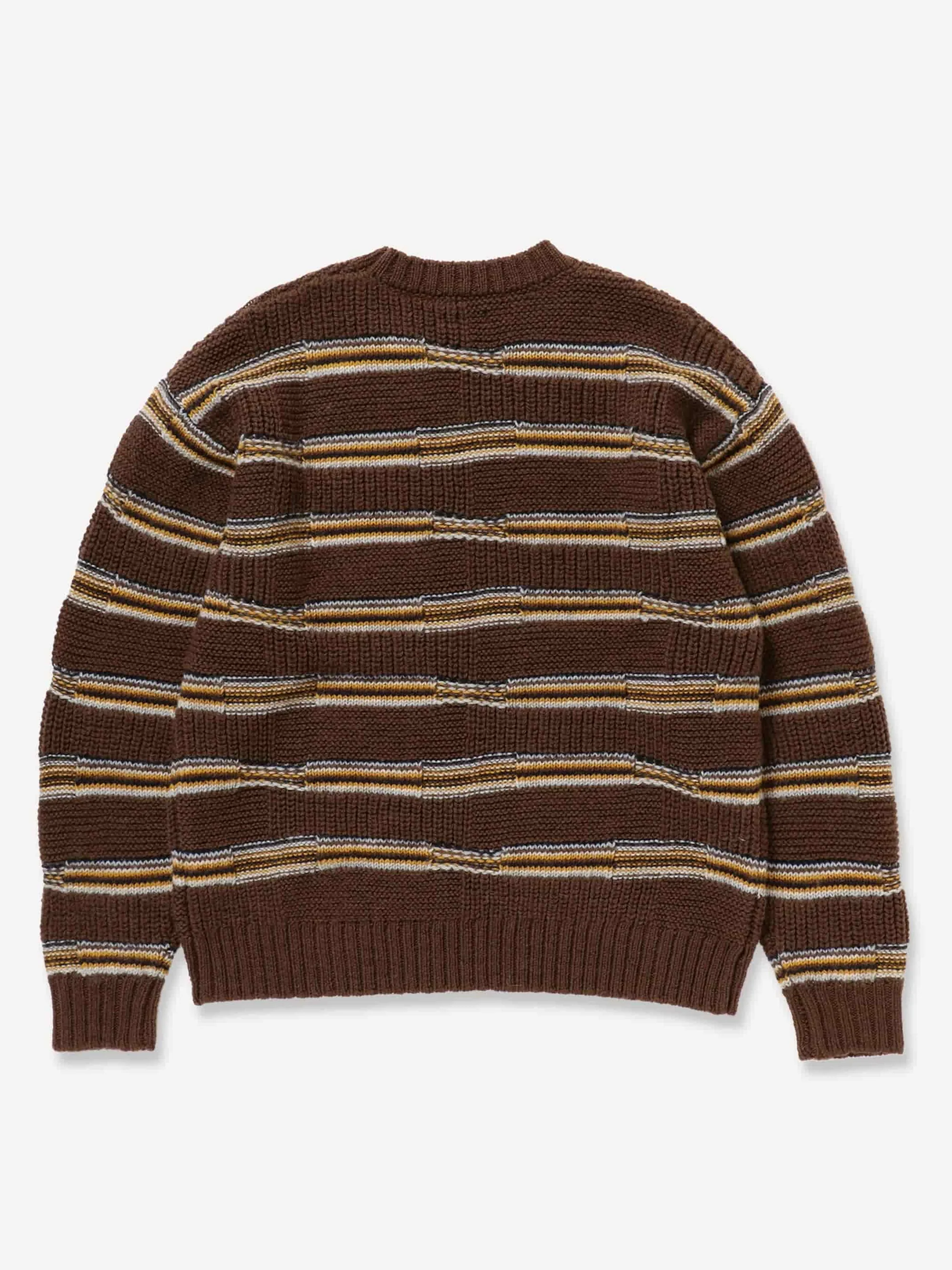Beams 3Gauge Lynx Border Crew Neck - Brown - Image 4