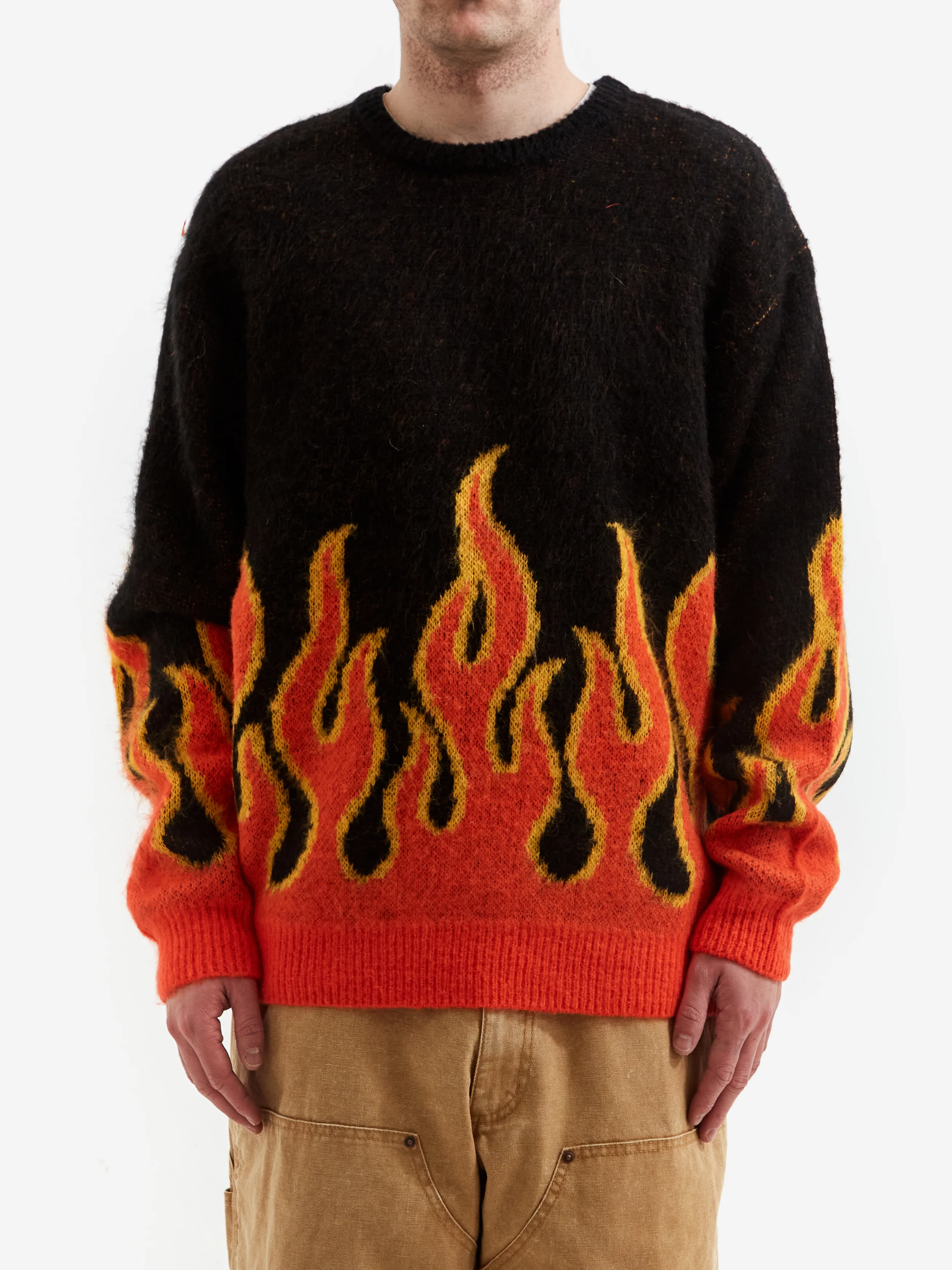 Beams 7GG Fire Shaggy Crewneck - Black - Image 2