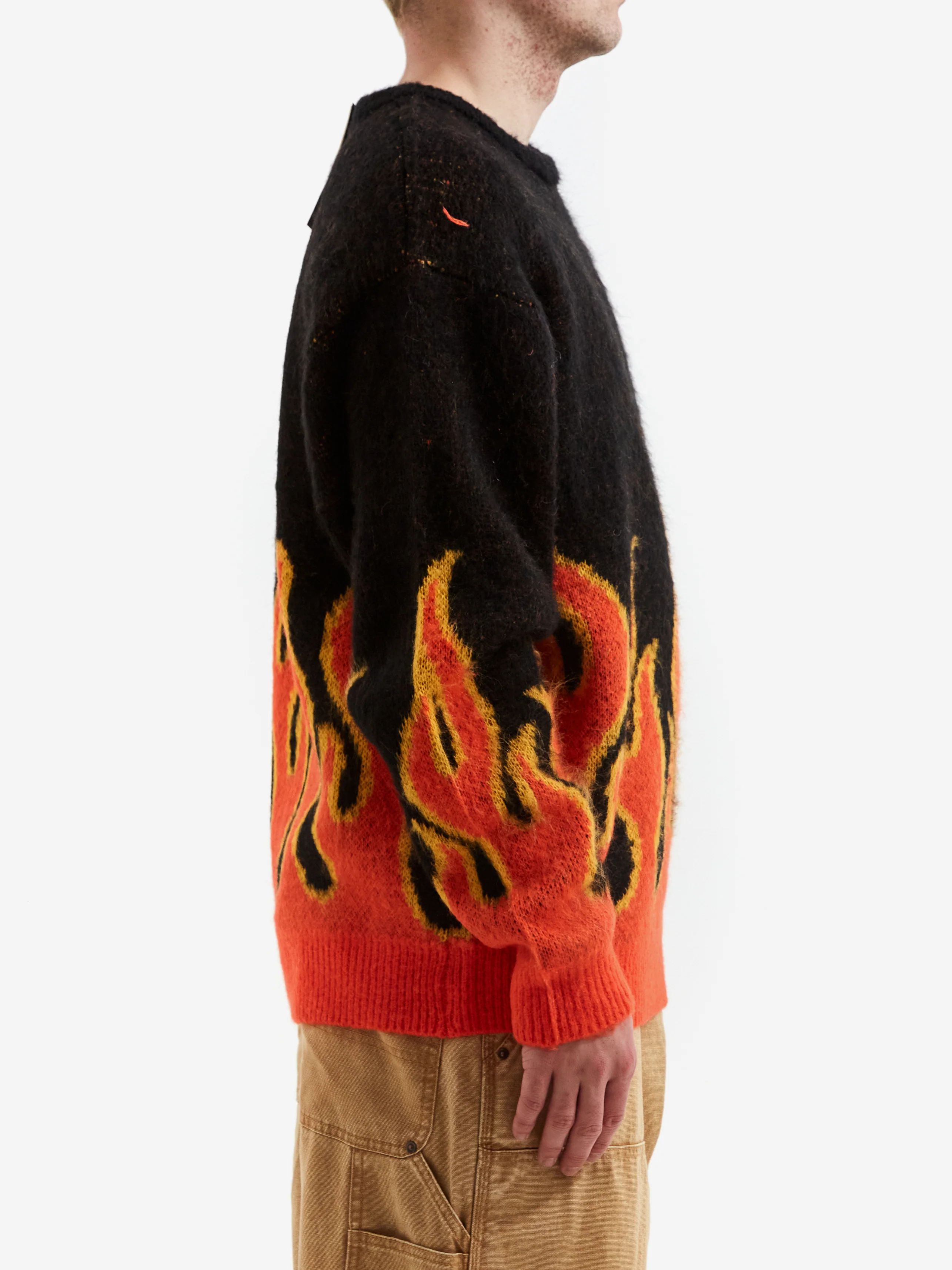 Beams 7GG Fire Shaggy Crewneck - Black - Image 5
