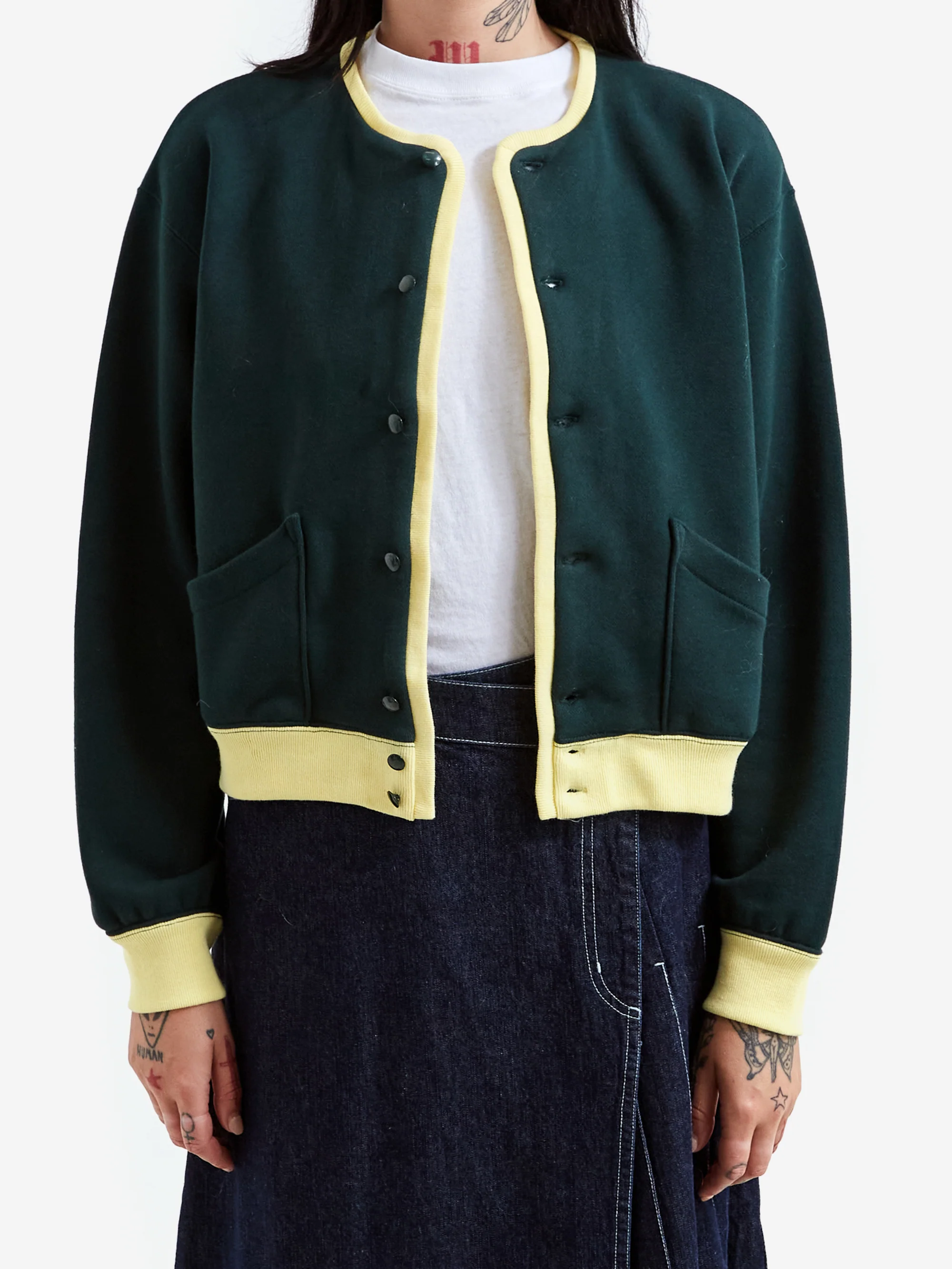 Beams Boy 2 Tone Sweat Cardigan - Dark Green - Image 3